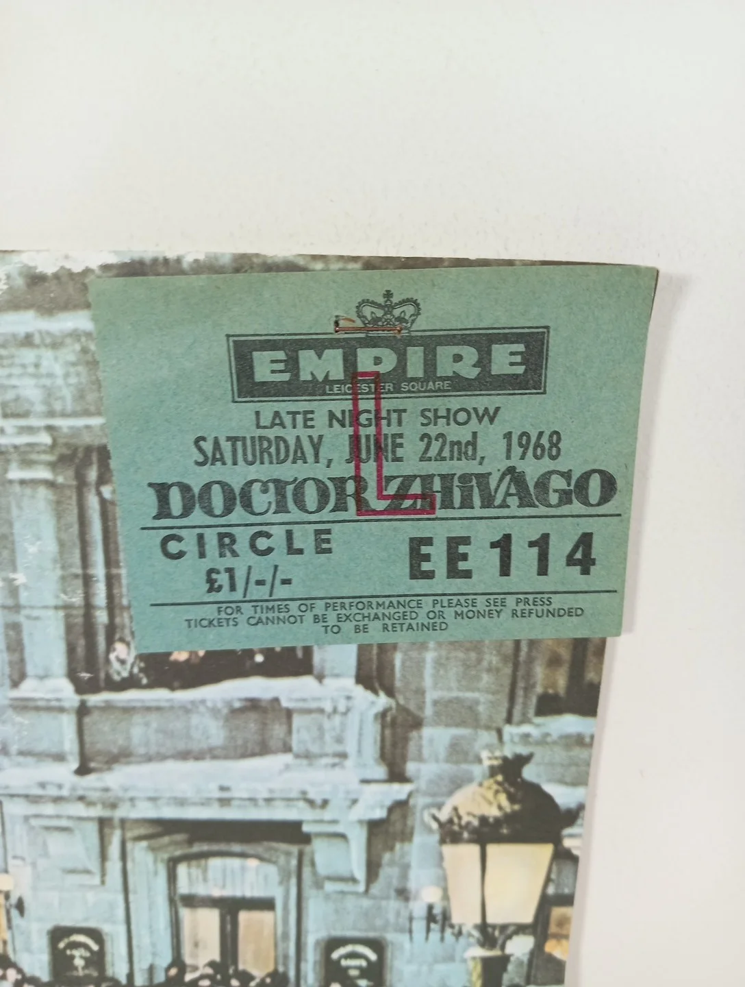 DOCTOR ZHIVAGO Original Film Brochure David Lean Omar Sharif Empire 1968 Ticket, изображение 2