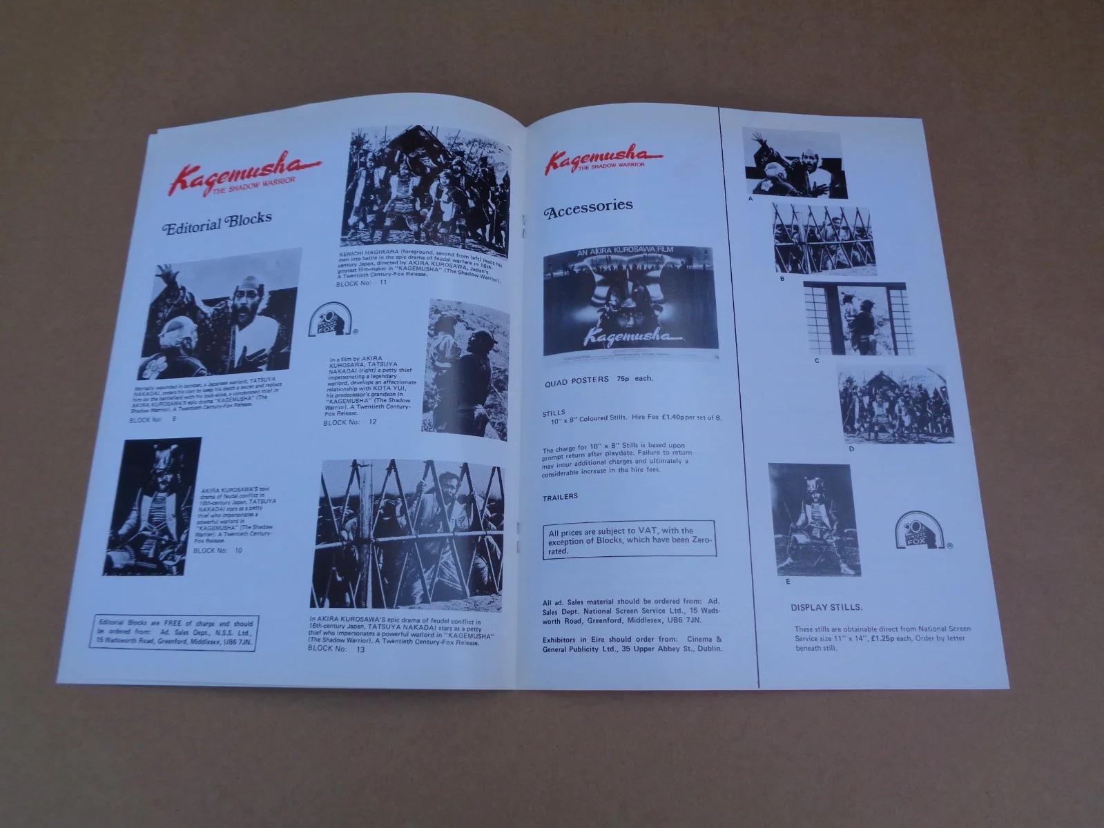 Akira Kurosawa - Kagemusha - 1980 UK Film Press Book (Tatsuya Nakadai), изображение 2