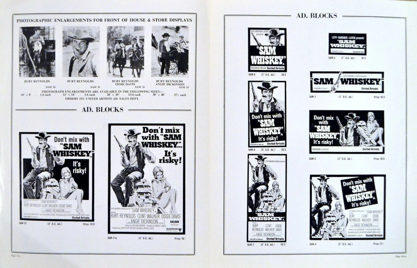 SAM WHISKEY 1969 Burt Reynolds, Clint Walker, Ossie Davis UK PRESSBOOK, image 2