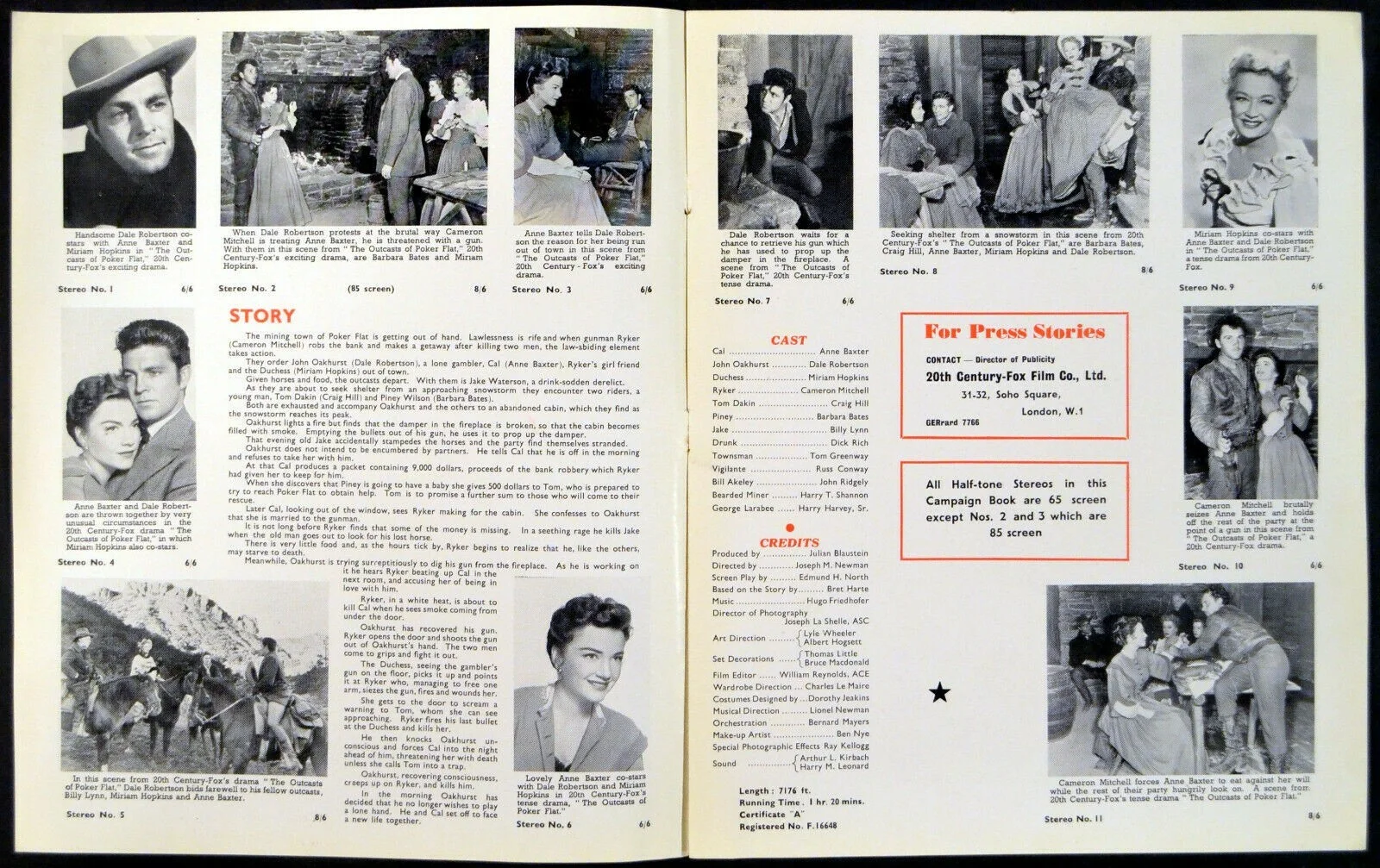 OUTCASTS OF POKER FLAT 1952 Anne Baxter, Dale Robertson Miriam Hopkins PRESSBOOK, изображение 2
