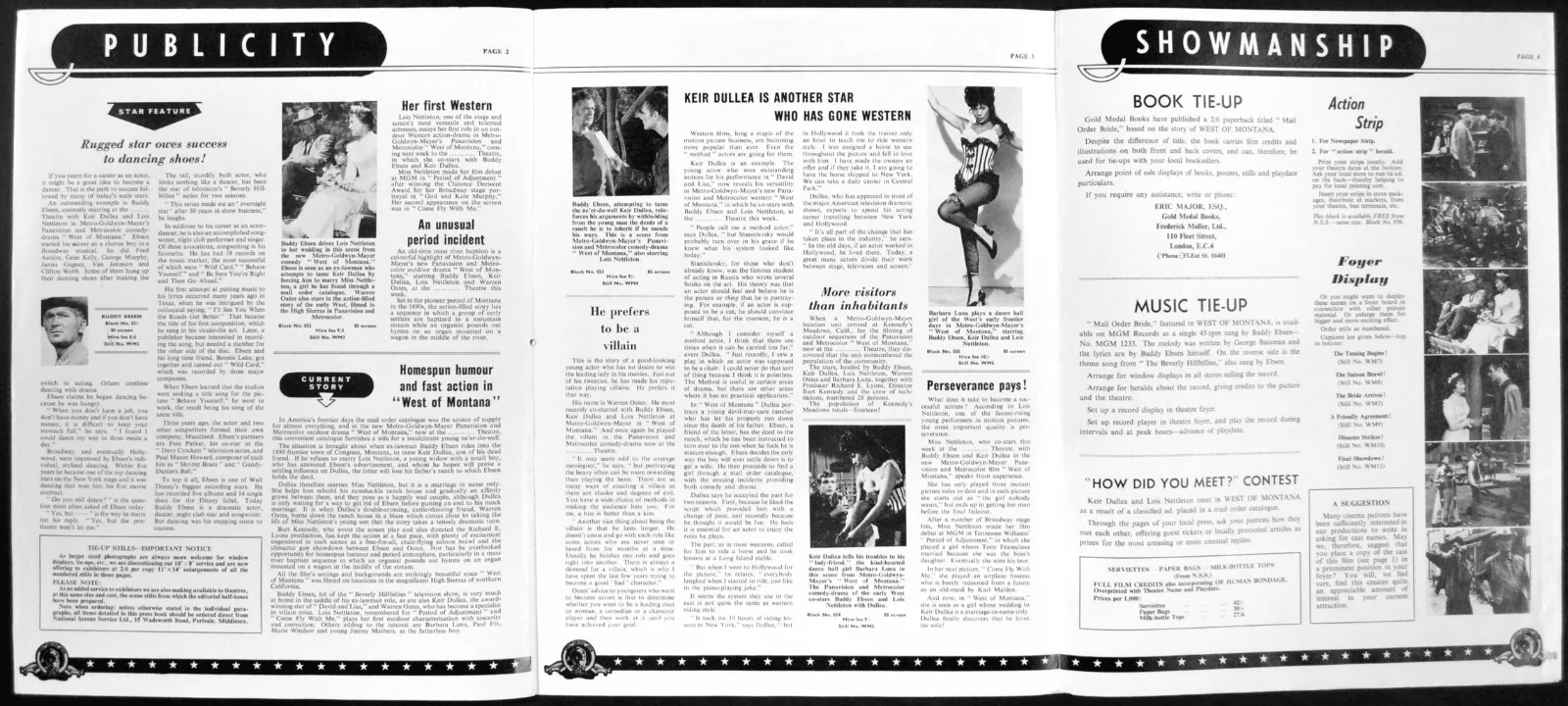 WEST OF MONTANA 1964 Buddy Ebsen, Keir Dullea, Lois Nettleton UK PRESSBOOK, изображение 2