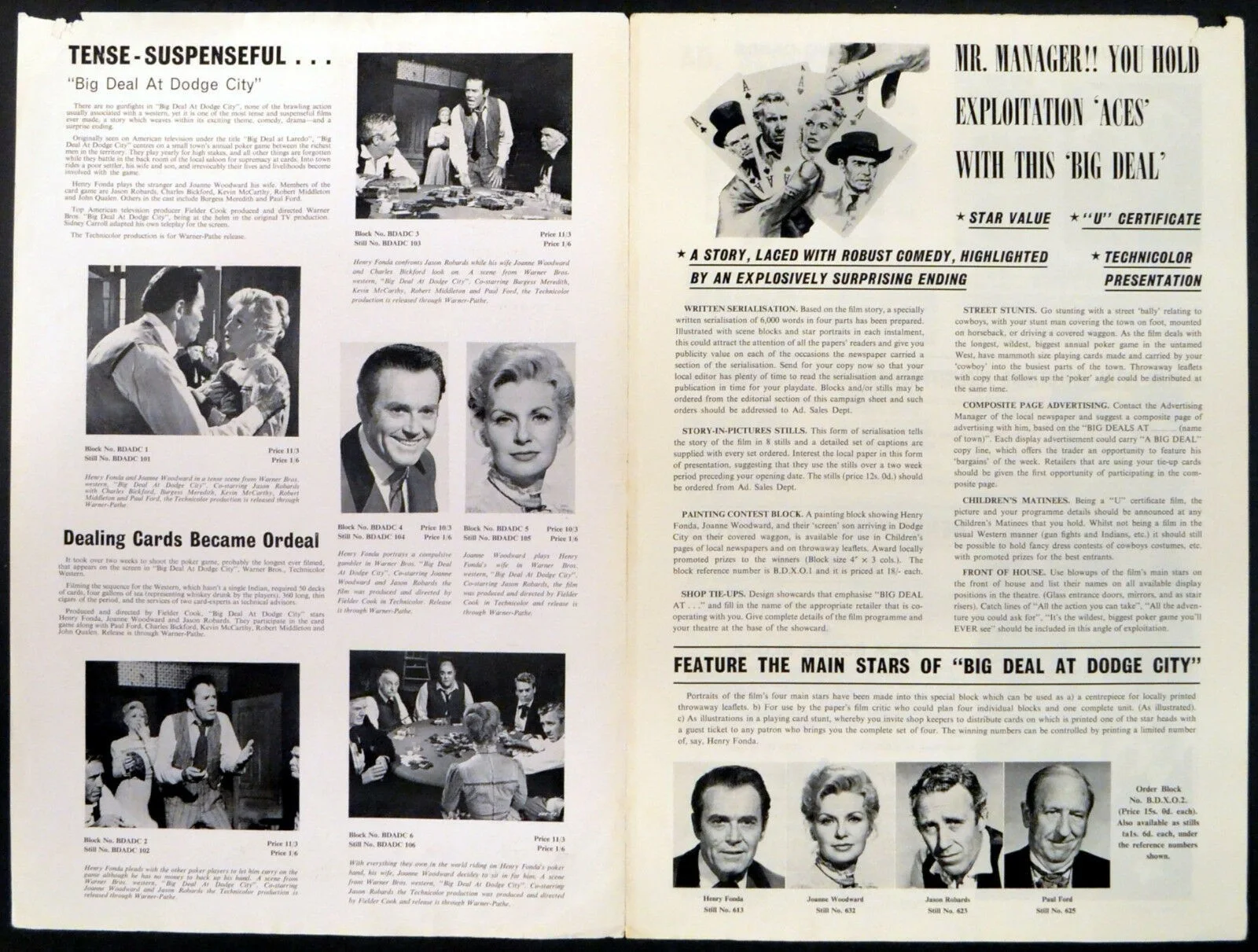 BIG DEAL AT DODGE CITY 1966 Henry Fonda, Joanne Woodward UK CAMPAIGN BOOK, изображение 2