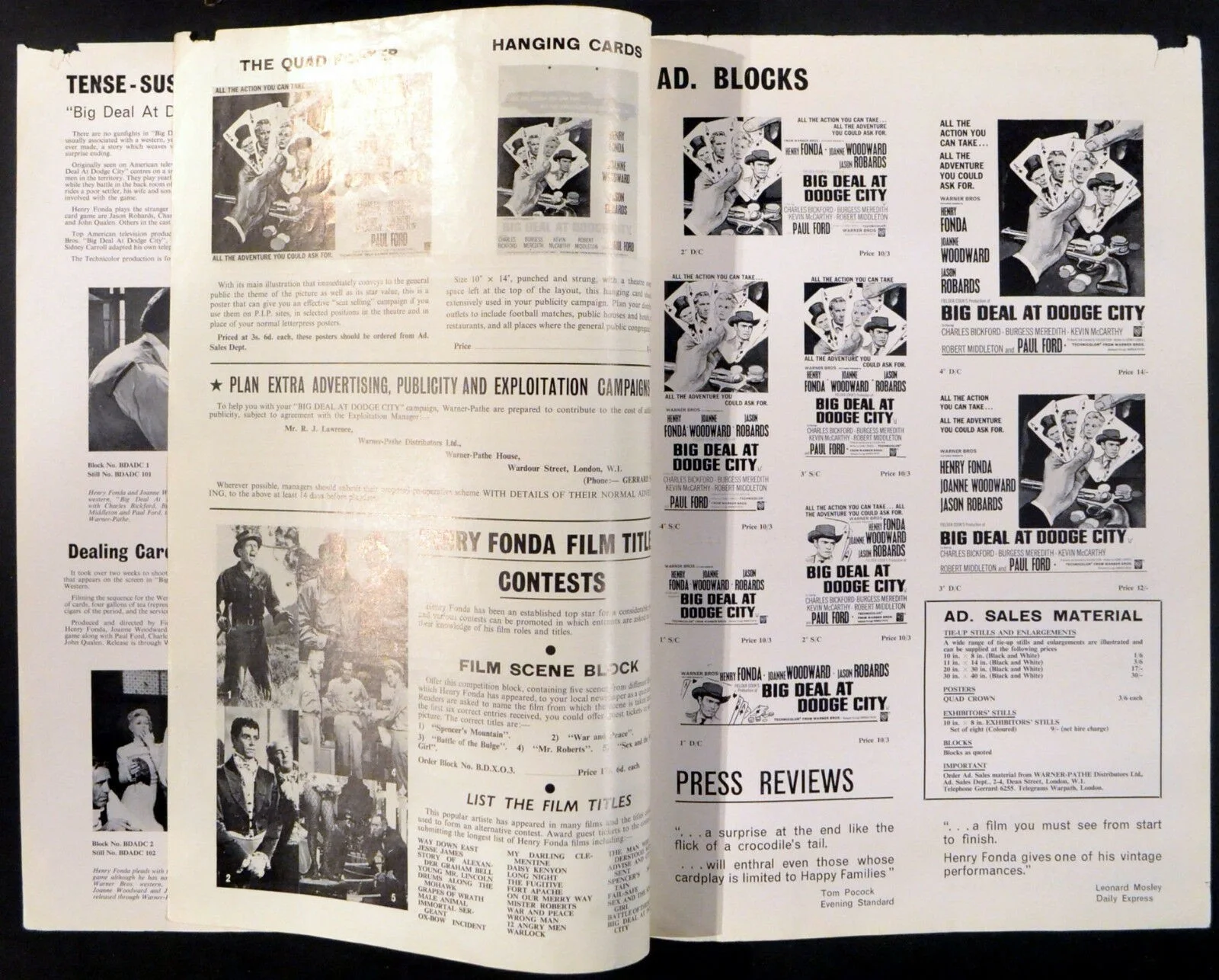 BIG DEAL AT DODGE CITY 1966 Henry Fonda, Joanne Woodward UK CAMPAIGN BOOK, изображение 3