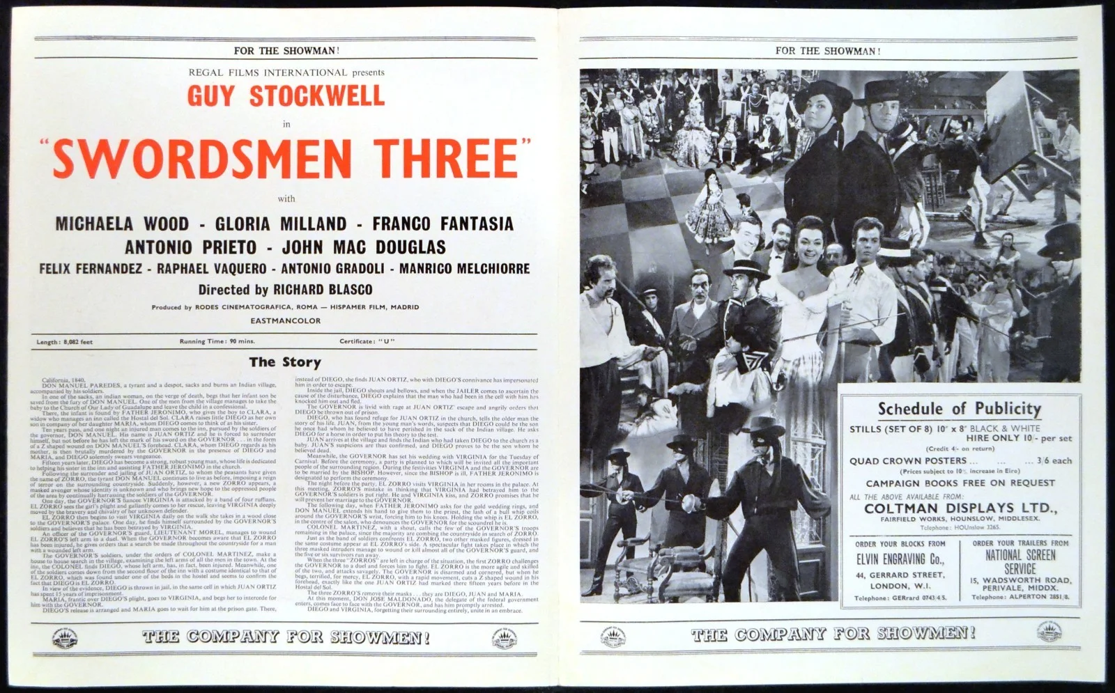 SWORDSMEN THREE 1963 Guy Stockwell, Gloria Milland UK CAMPAIGN BOOK, image 2