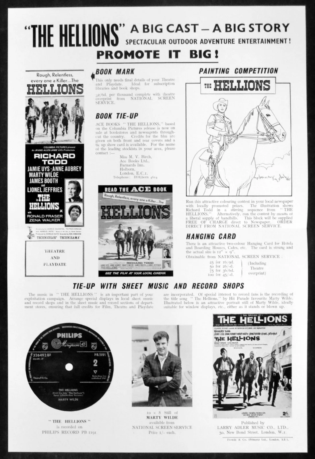 HELLIONS 1962 Richard Todd, Anne Aubrey, Marty Wilde UK CAMPAIGN BOOK, image 2