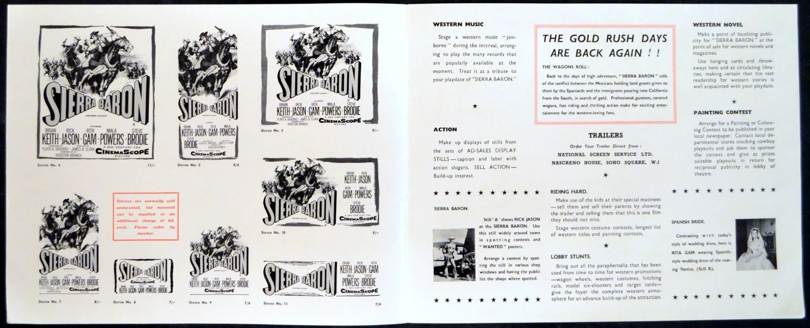 SIERRA BARON 1958 Brian Keith, Rick Jason, Rita Gam, Mala Powers CAMPAIGN BOOK, image 2