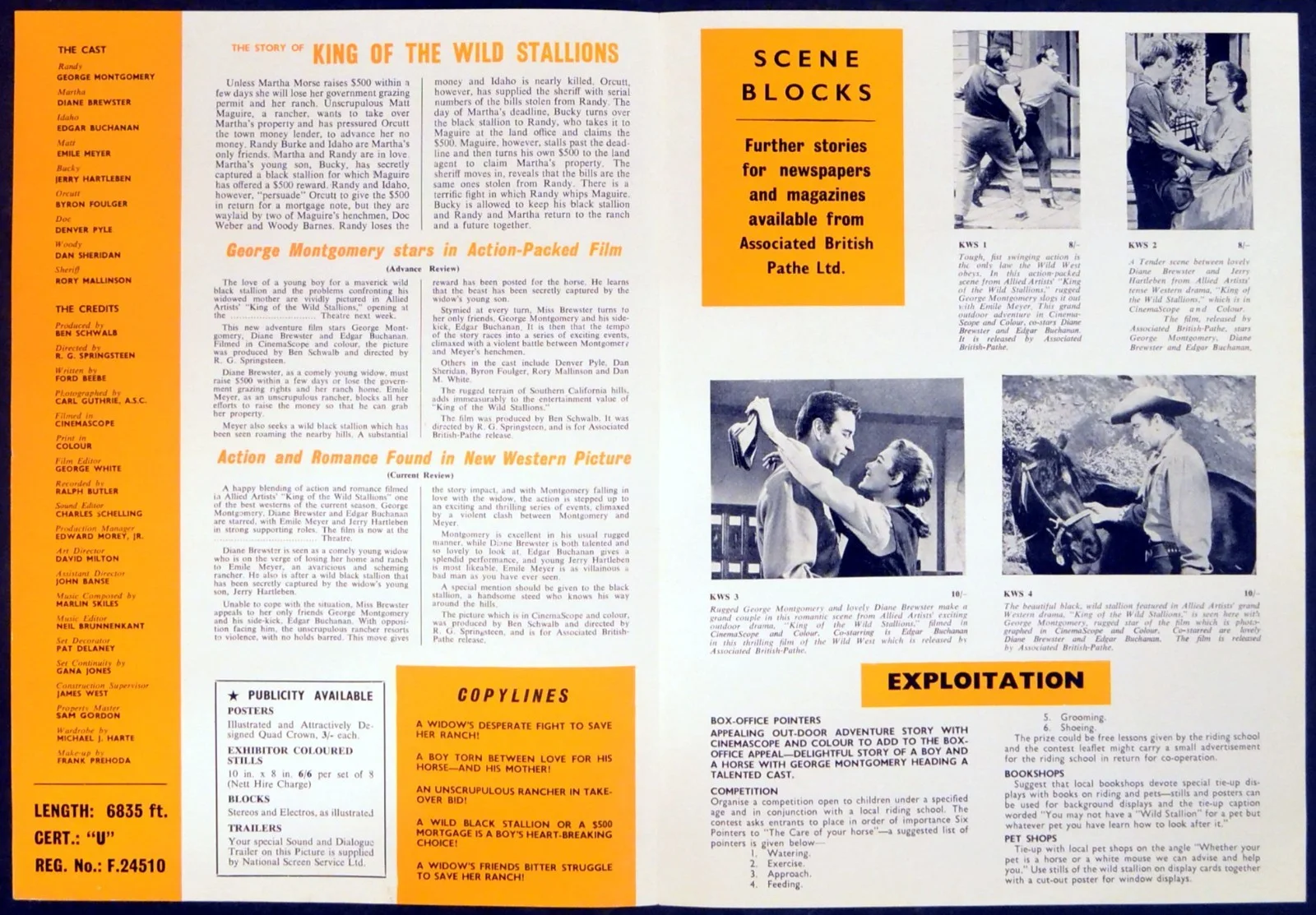 KING OF THE WILD STALLIONS 1959 George Montgomery UK CAMPAIGN BOOK, изображение 2