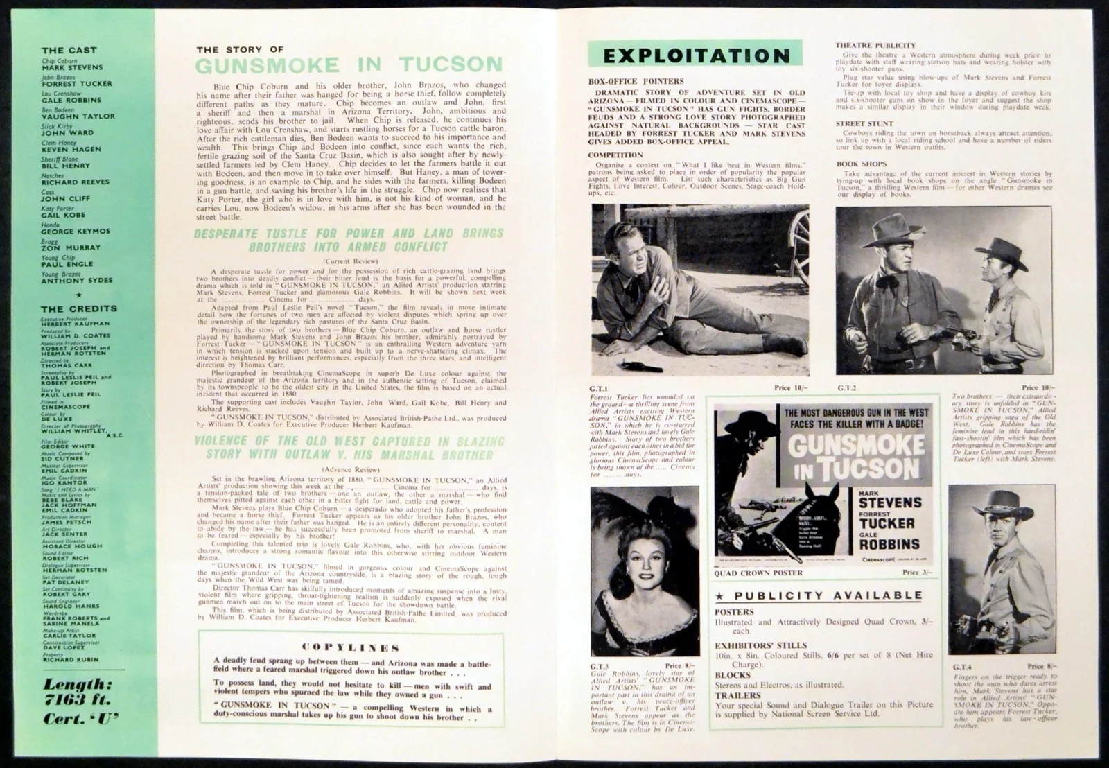 GUNSMOKE IN TUCSON 1958 Mark Stevens, Forrest Tucker UK CAMPAIGN BOOK, image 2