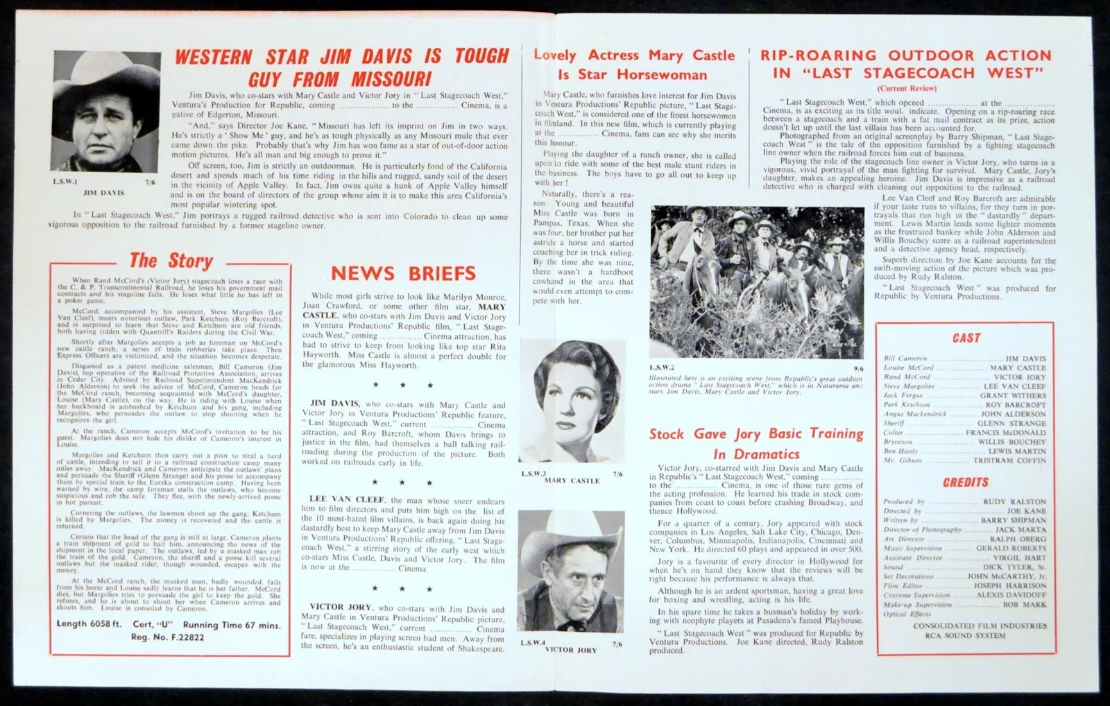 LAST STAGECOACH WEST 1957 Jim Davis, Victor Jory, Lee Van Cleef UK CAMPAIGN BOOK, изображение 2