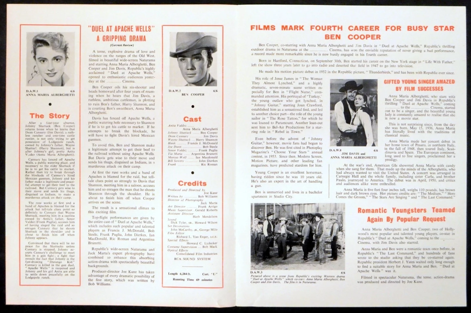 DUEL AT APACHE WELLS 1957 Anna Maria Alberghetti, Ben Cooper UK PRESSBOOK, изображение 2