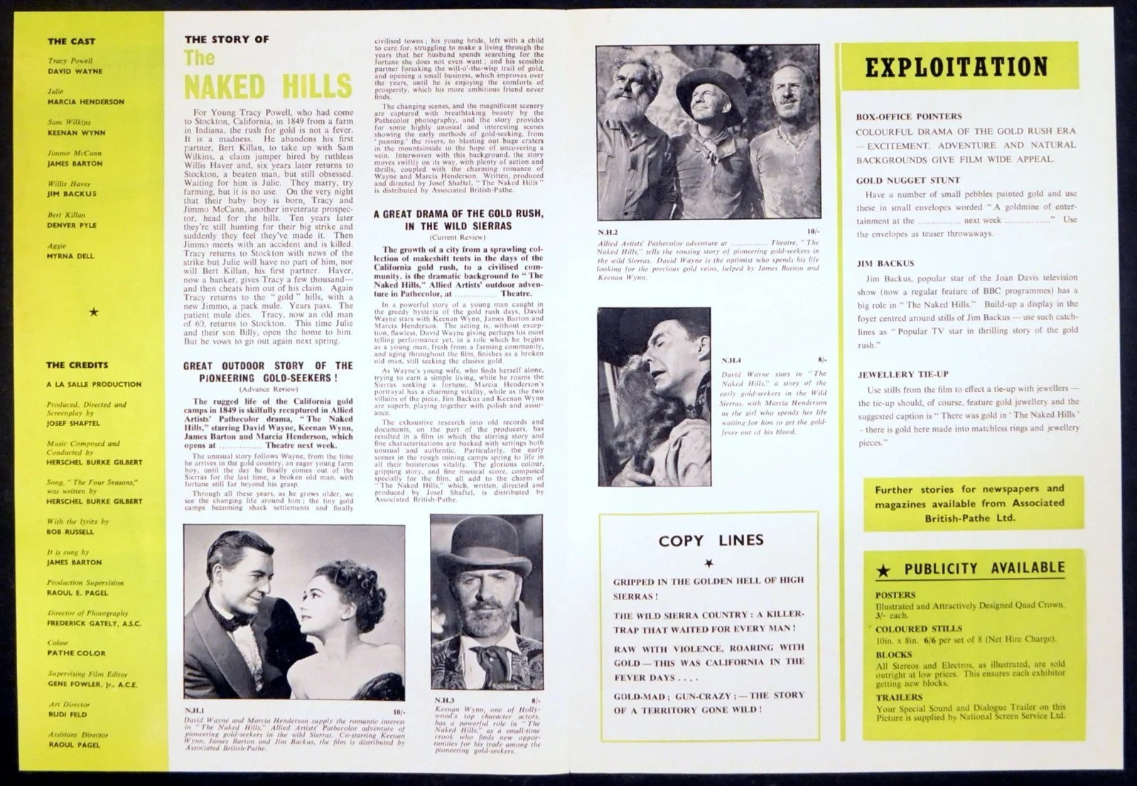 NAKED HILLS 1956 David Wayne, Keenan Wynn, James Barton UK CAMPAIGN BOOK, image 2