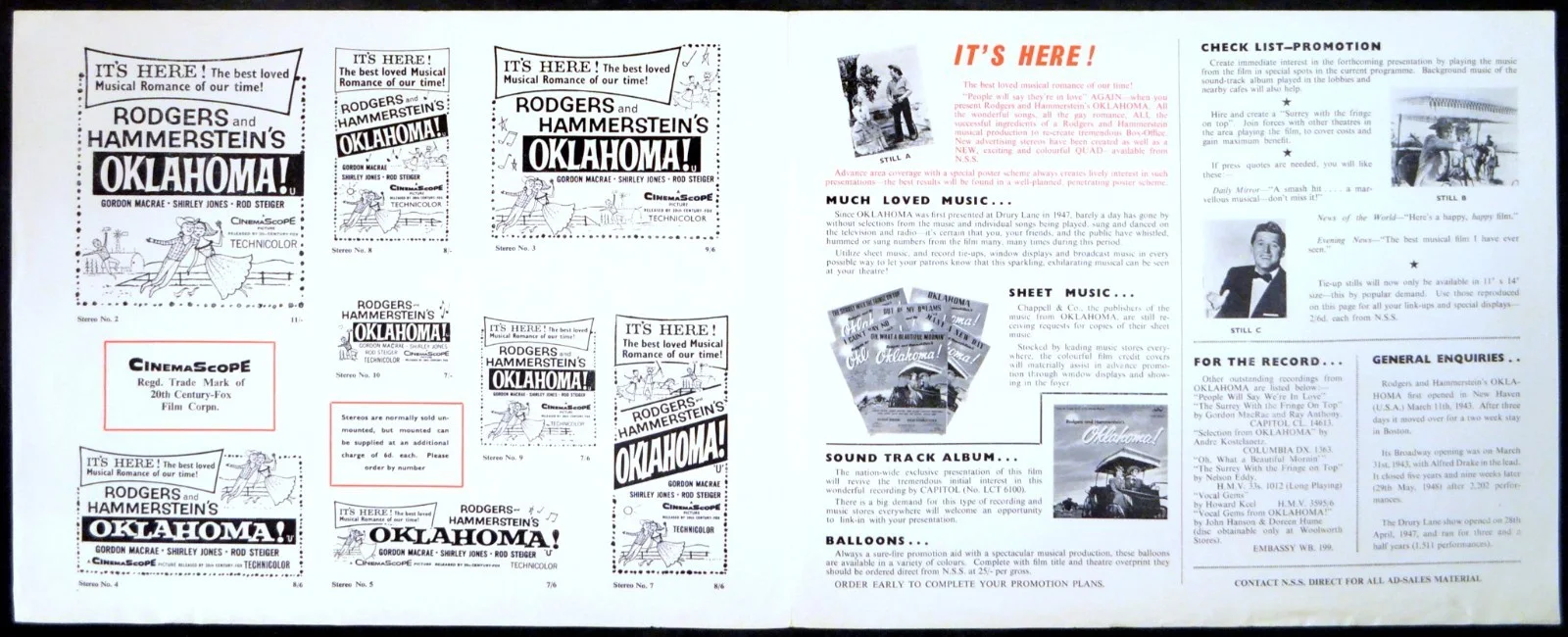 OKLAHOMA! 1956 Gordon MacRae, Gloria Grahame, Shirley Jones UK CAMPAIGN BOOK, image 2
