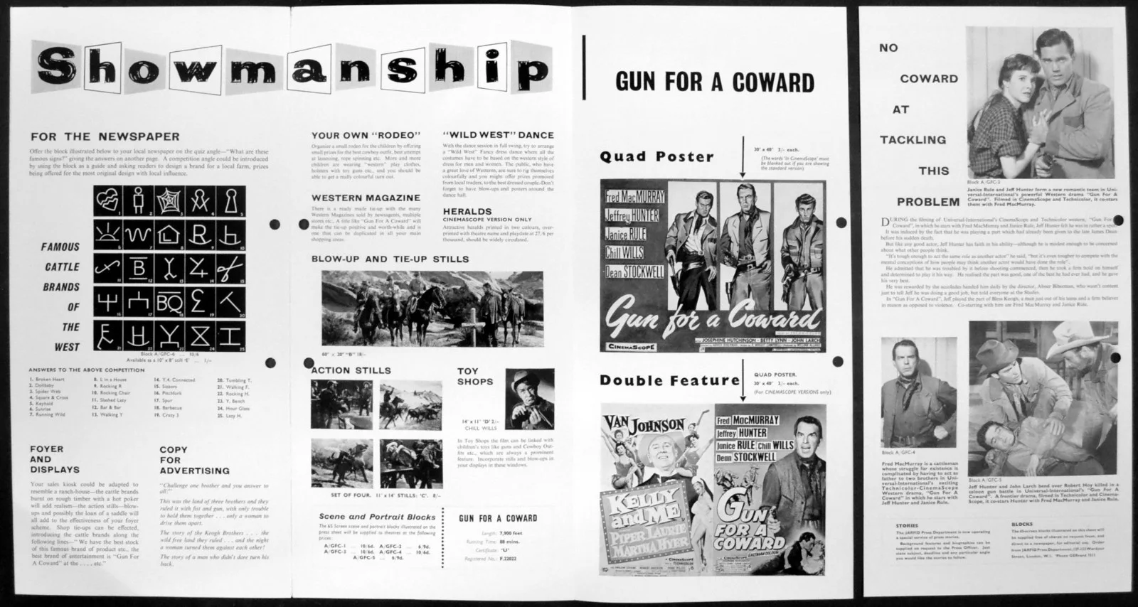 GUN FOR A COWARD 1956 Fred MacMurray, Jeffrey Hunter, Janice Rule CAMPAIGN BOOK, изображение 2
