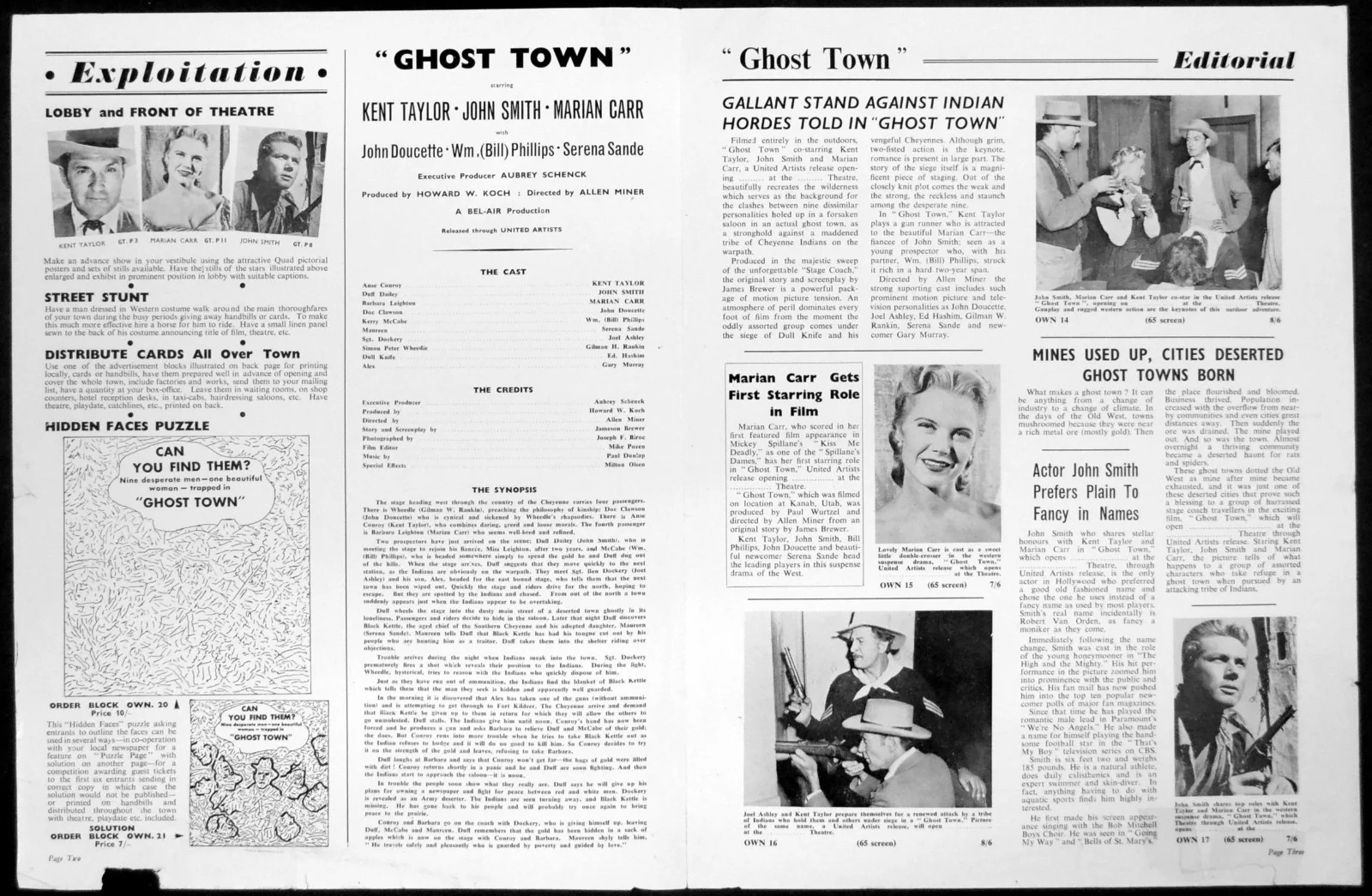 GHOST TOWN 1956 Kent Taylor, John Smith, Marian Carr UK CAMPAIGN BOOK, изображение 2