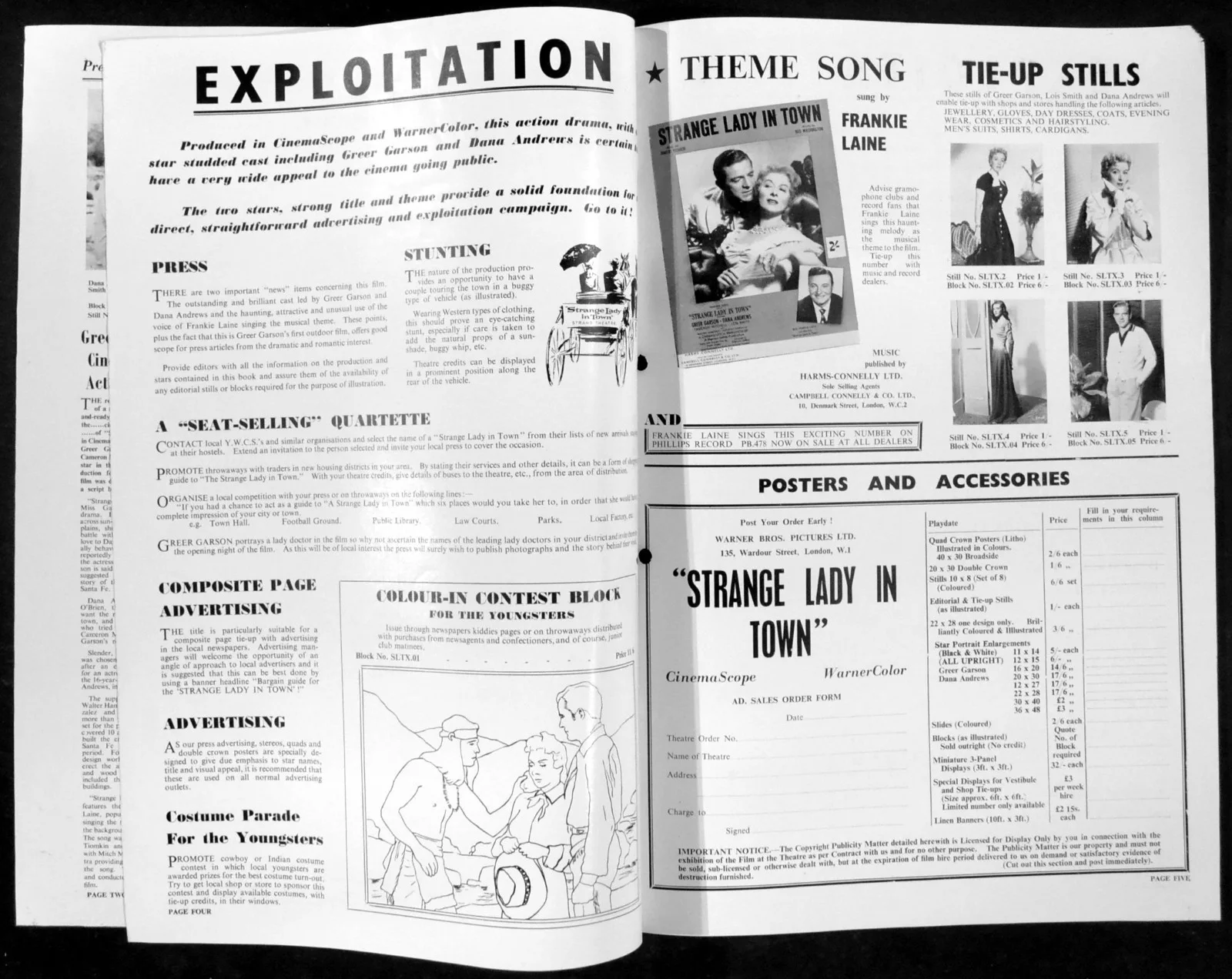 STRANGE LADY IN TOWN 1955 Greer Garson, Dana Andrews UK CAMPAIGN BOOK, изображение 2