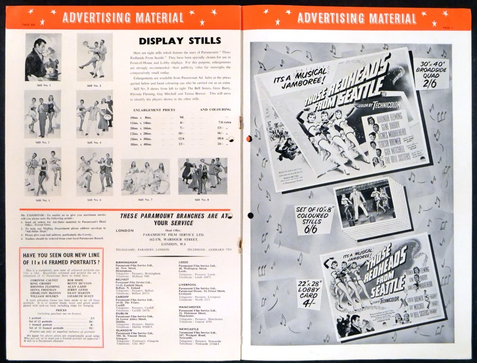 THOSE REDHEADS FROM SEATTLE 1953 Rhonda Fleming, Gene Barry UK PRESSBOOK, image 2