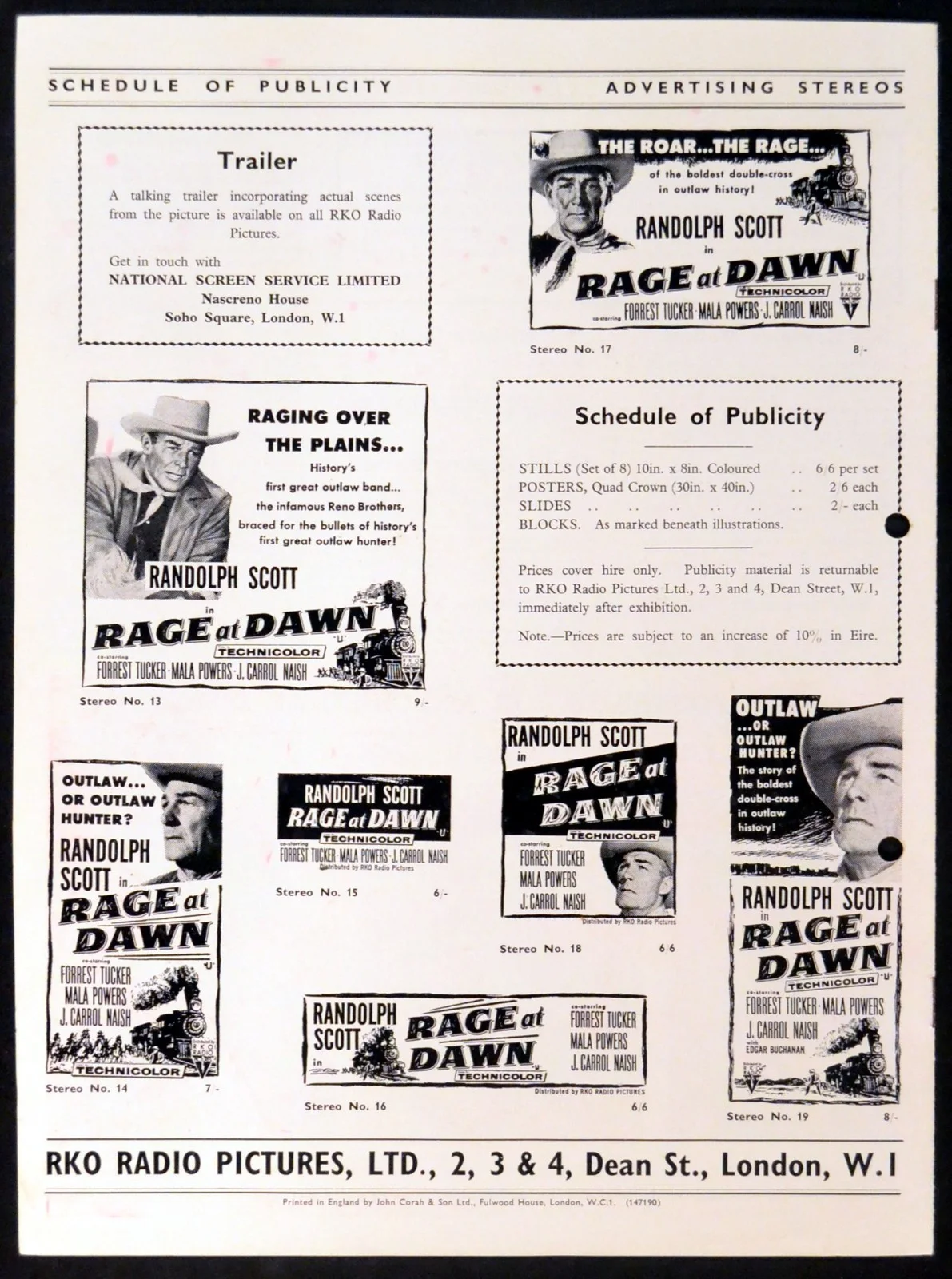 RAGE AT DAWN 1955 Randolph Scott, Forrest Tucker, Mala Powers UK CAMPAIGN BOOK, image 2