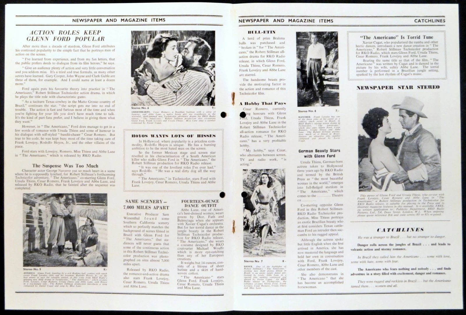 AMERICANO 1955 Glenn Ford, Frank Lovejoy, Cesar Romero UK CAMPAIGN BOOK, image 3