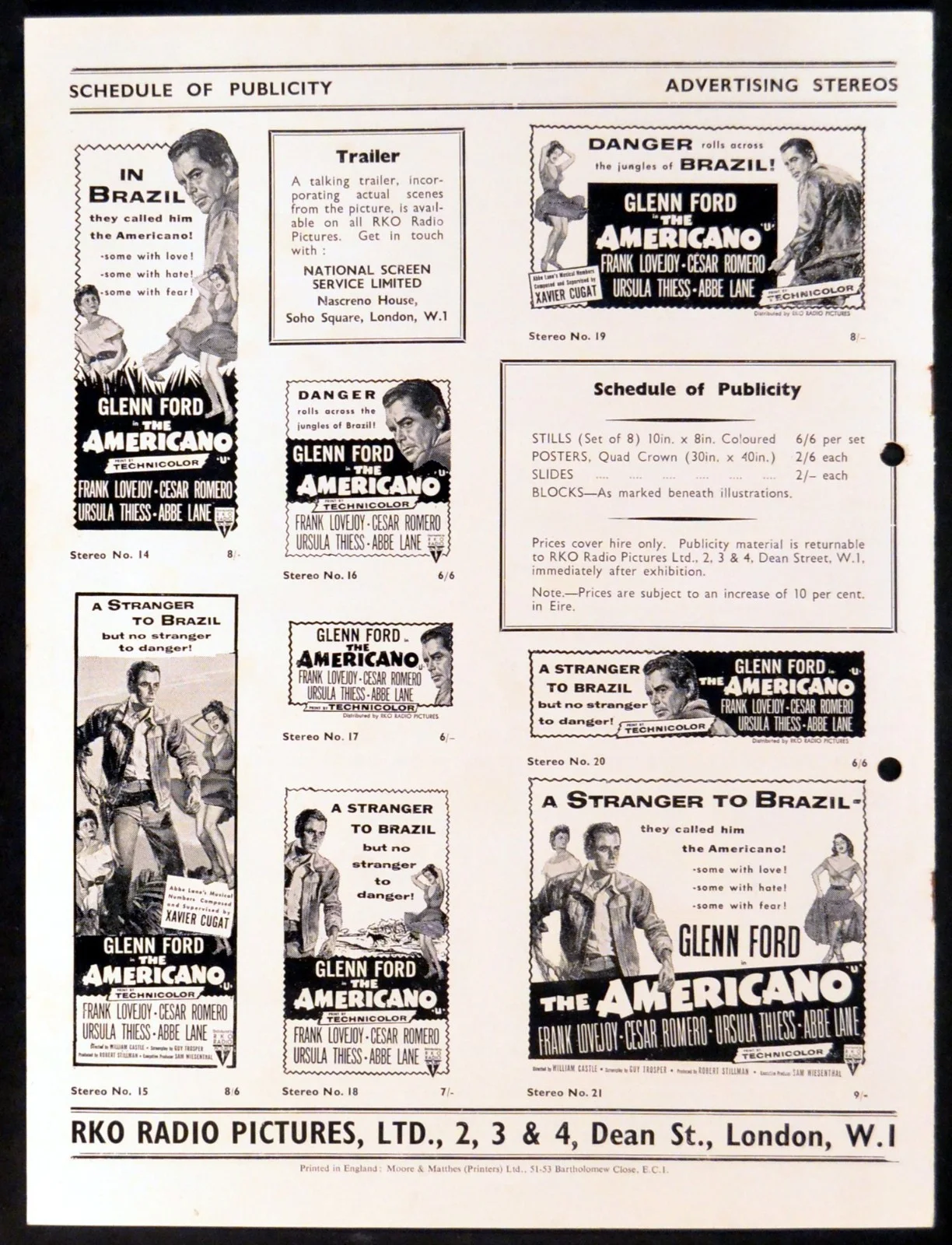 AMERICANO 1955 Glenn Ford, Frank Lovejoy, Cesar Romero UK CAMPAIGN BOOK, image 5