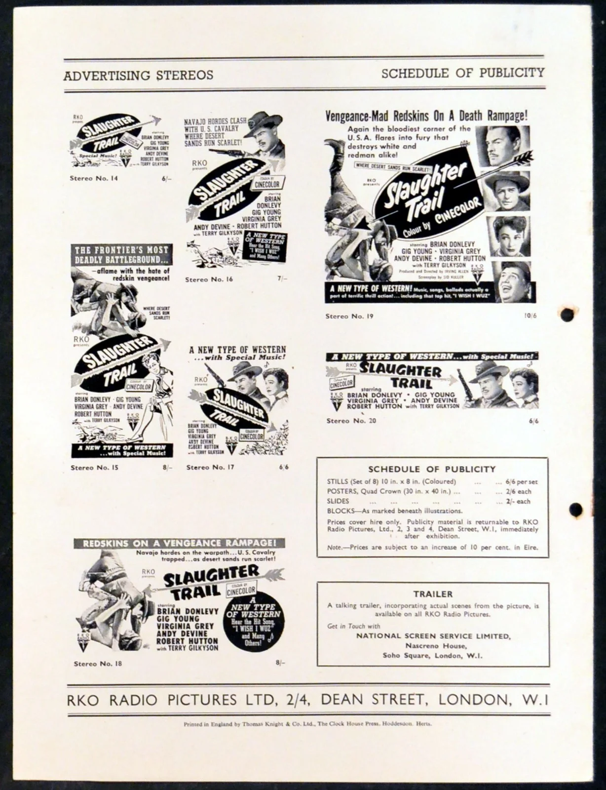 SLAUGHTER TRAIL 1951 Brian Donlevy, Gig Young, Virginia Grey UK CAMPAIGN BOOK, image 2