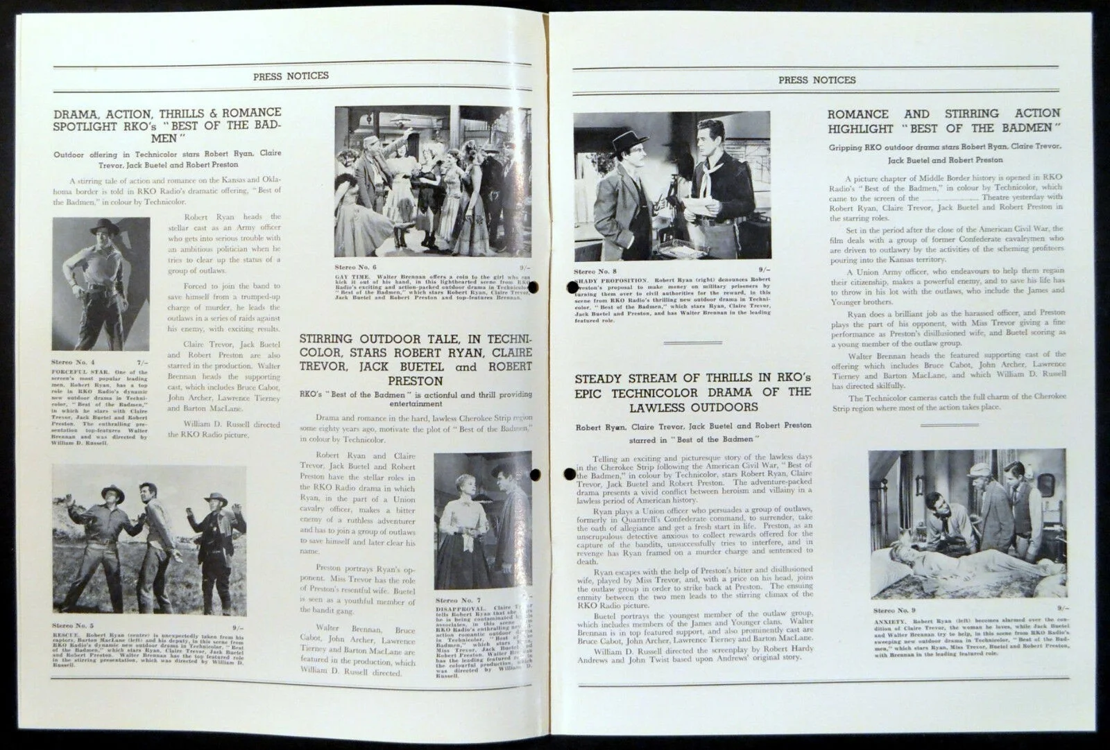 BEST OF THE BADMEN 1951 Robert Ryan, Claire Trevor, Robert Preston CAMPAIGN BOOK, изображение 2