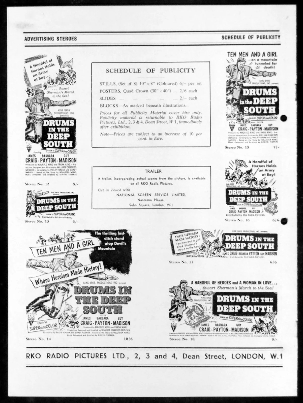 DRUMS IN THE DEEP SOUTH 1951 James Craig, Guy Madison CAMPAIGN BOOK, изображение 2