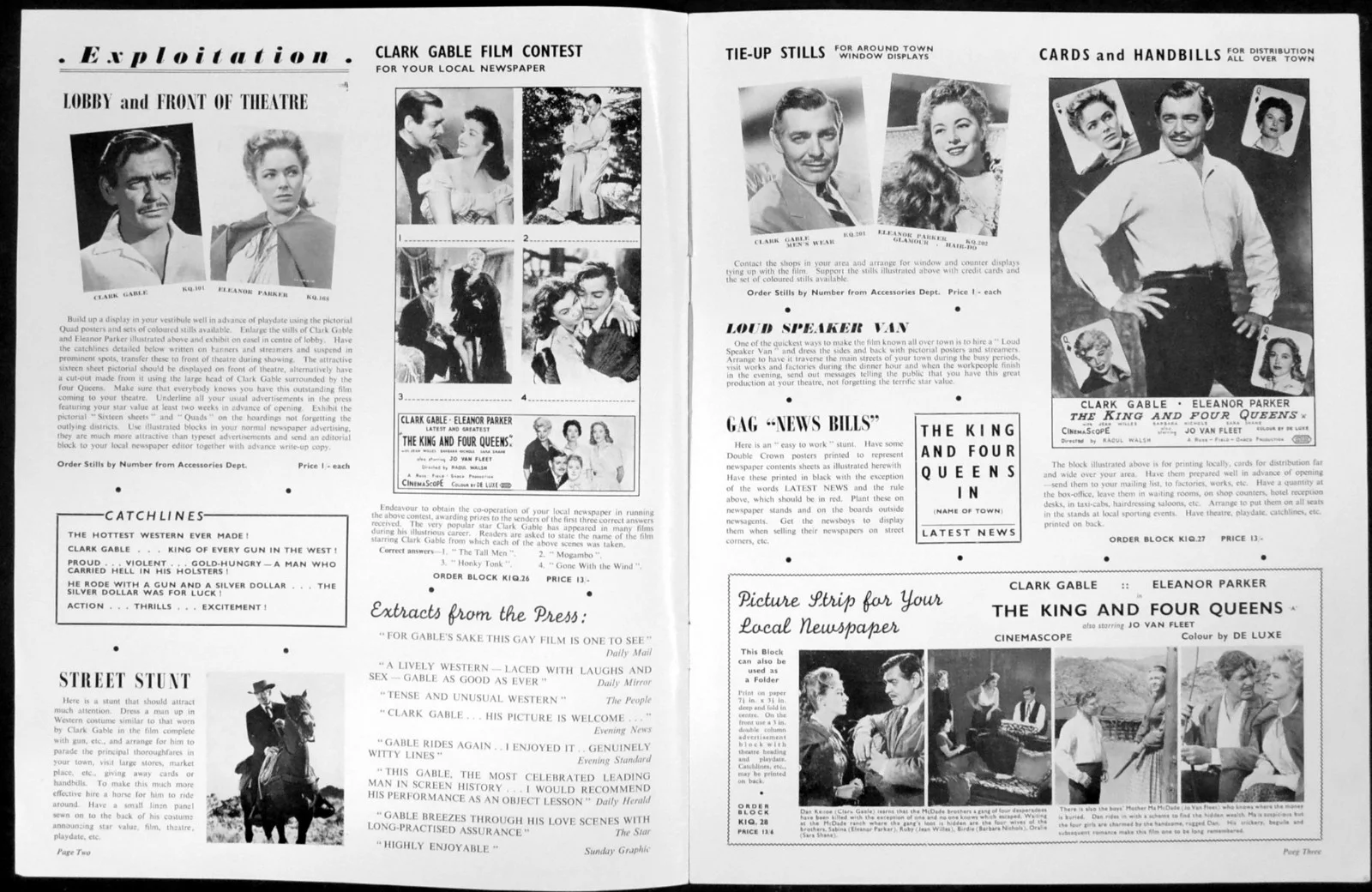 KING AND FOUR QUEENS 1957 Clark Gable, Eleanor Parker UK CAMPAIGN BOOK, изображение 2