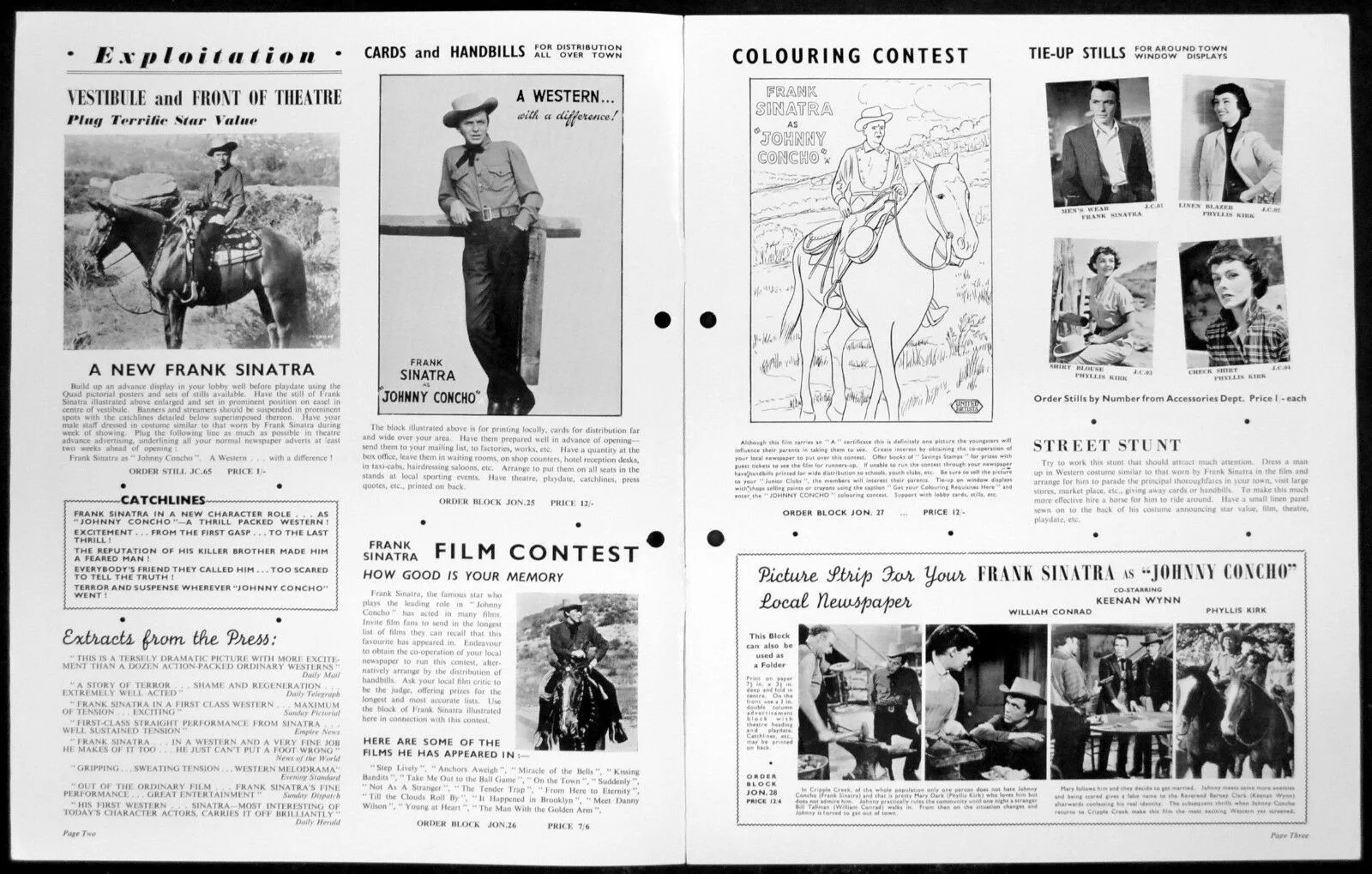 JOHNNY CONCHO 1956 Frank Sinatra, Keenan Wynn, William Conrad UK CAMPAIGN BOOK, изображение 2