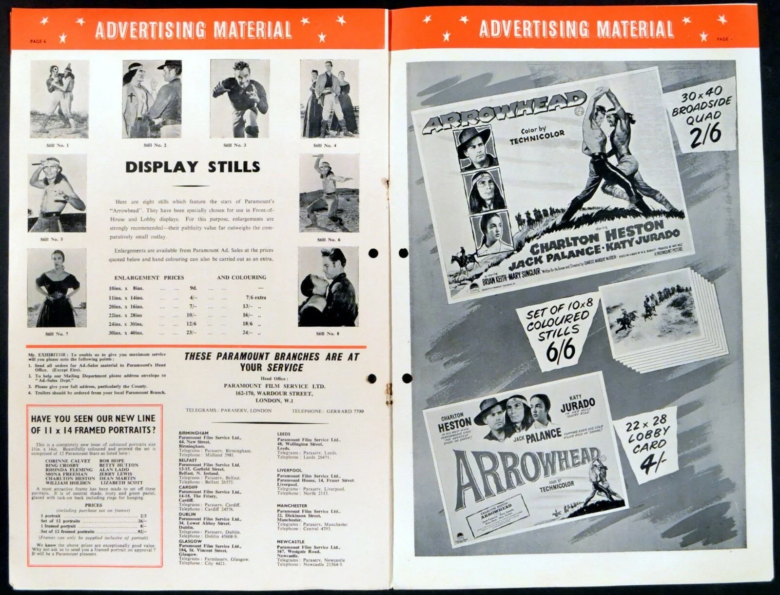 ARROWHEAD 1953 Charlton Heston, Jack Palance, Katy Jurado UK PRESSBOOK, изображение 4