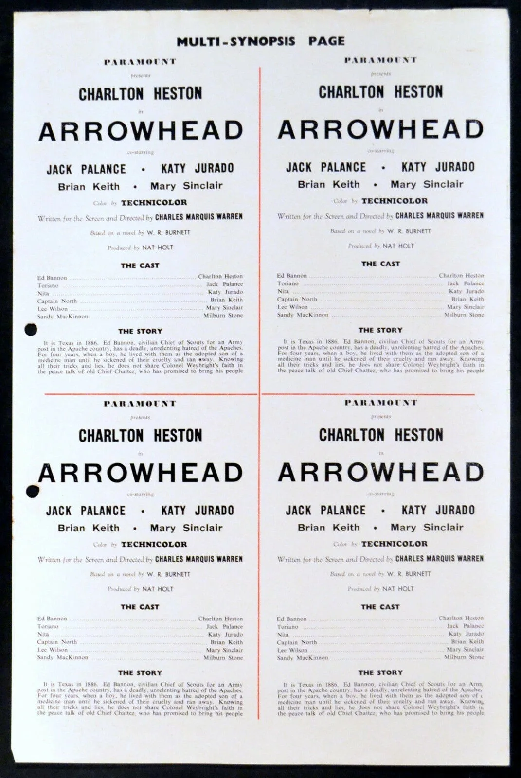ARROWHEAD 1953 Charlton Heston, Jack Palance, Katy Jurado UK PRESSBOOK, изображение 5