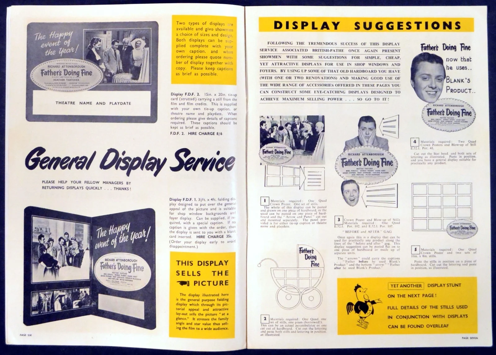 FATHER’S DOING FINE 1952 Richard Attenborough, Heather Thatcher UK CAMPAIGN BOOK, изображение 2