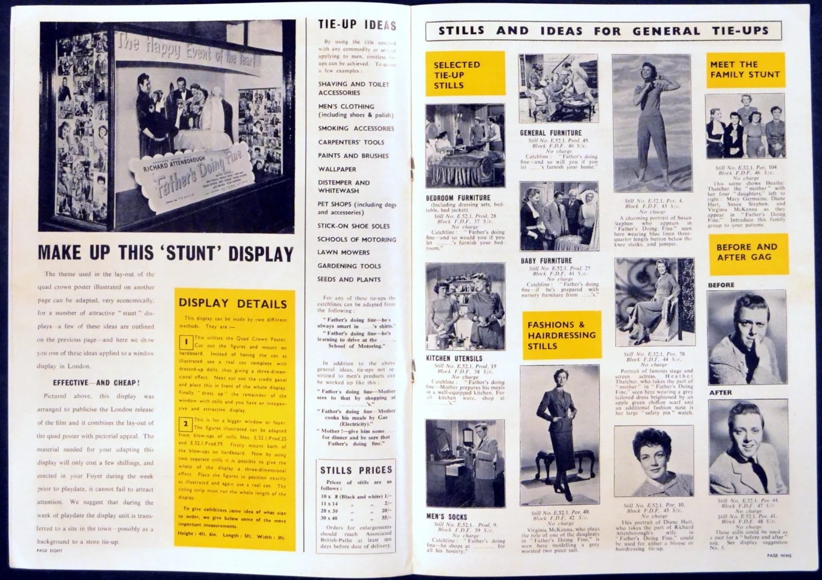 FATHER’S DOING FINE 1952 Richard Attenborough, Heather Thatcher UK CAMPAIGN BOOK, изображение 3