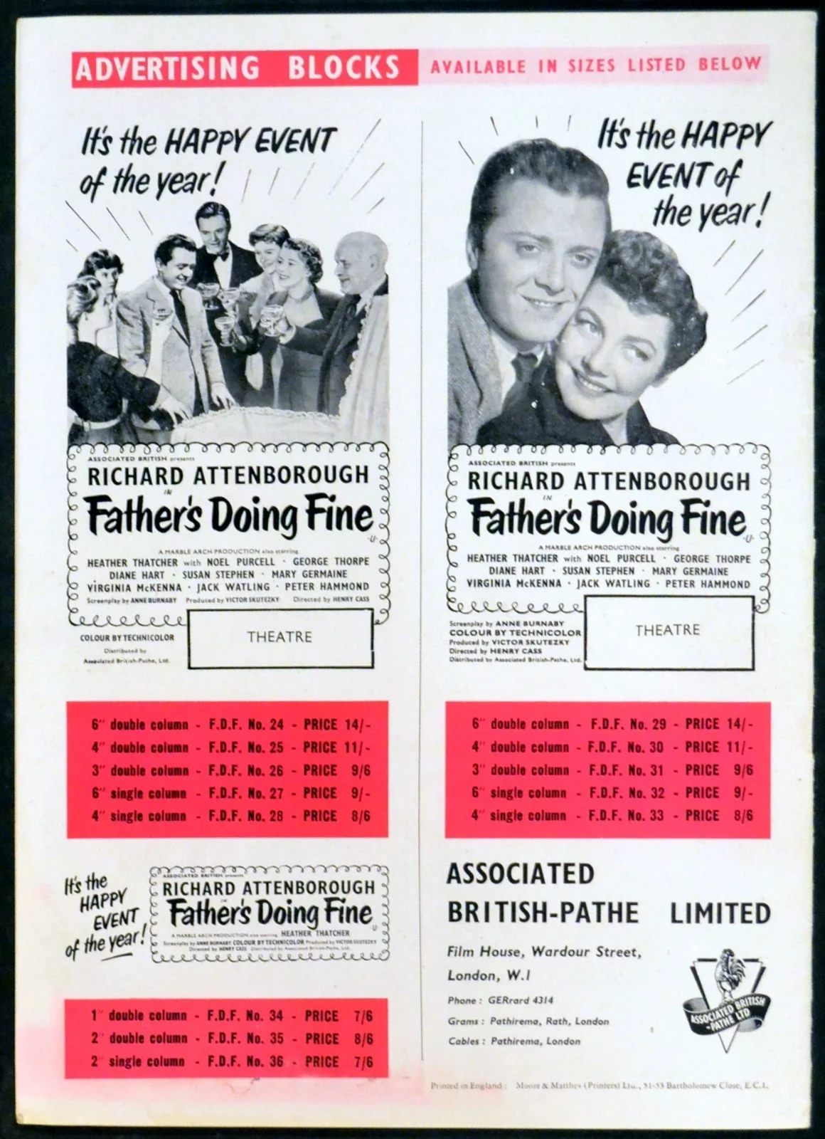 FATHER’S DOING FINE 1952 Richard Attenborough, Heather Thatcher UK CAMPAIGN BOOK, изображение 5