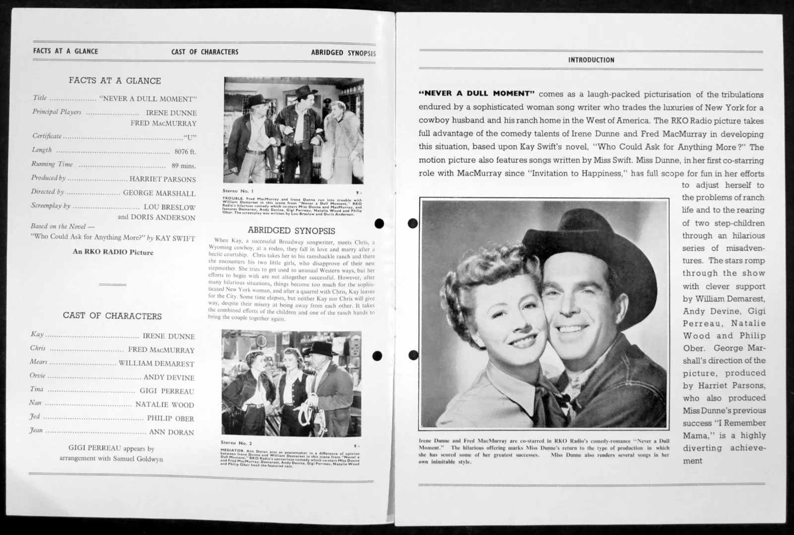 NEVER A DULL MOMENT 1950 Irene Dunne, Fred MacMurray UK CAMPAIGN BOOK, image 2