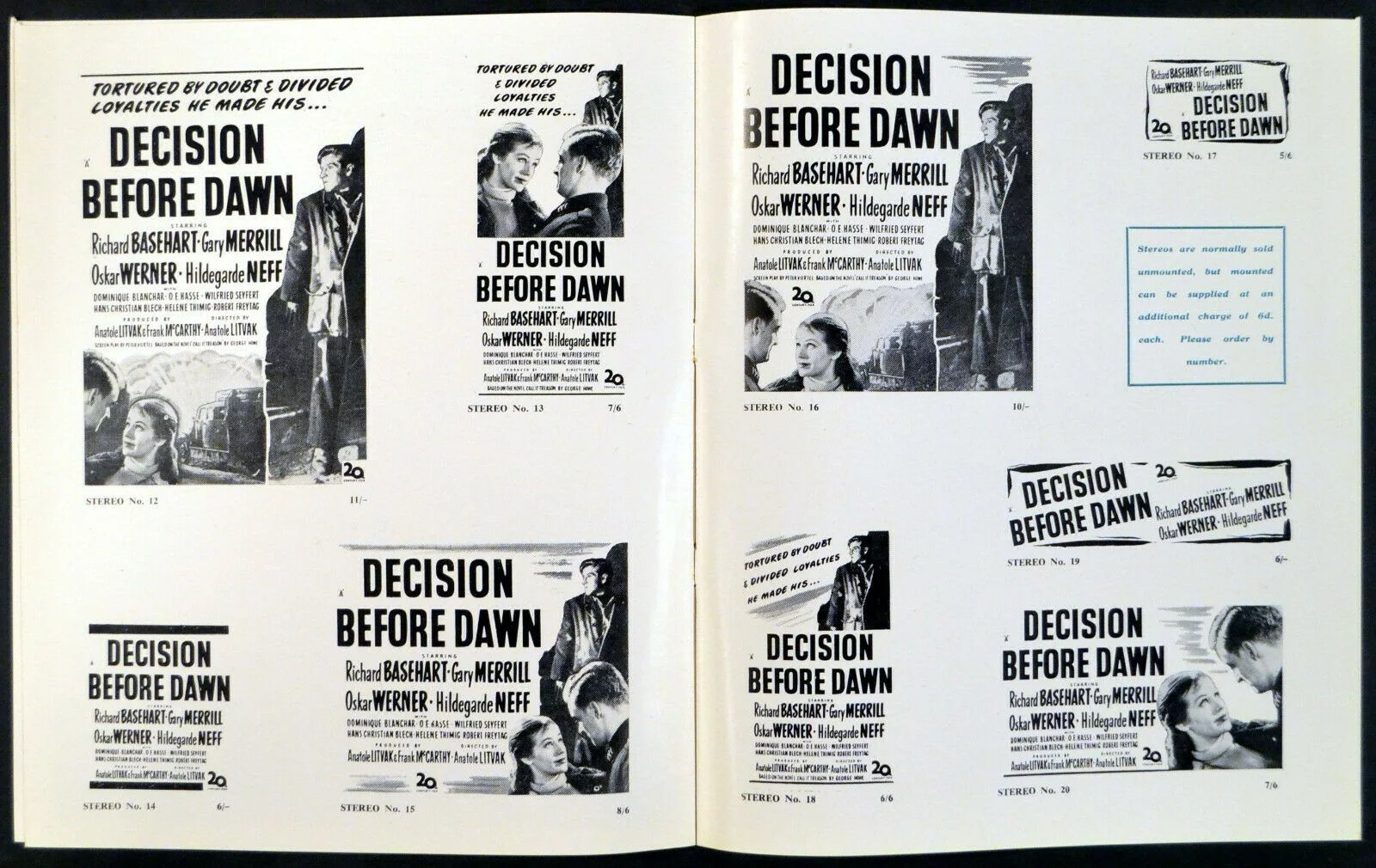 DECISION BEFORE DAWN 1951 Richard Basehart, Gary Merrill, Oskar Werner PRESSBOOK, image 3