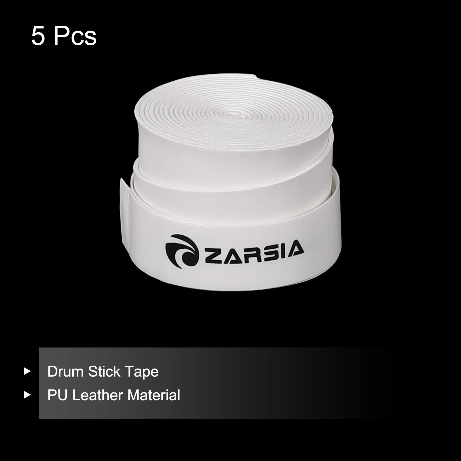 5pcs Drum Stick Tape Drumstick Grips Anti Slip 1" Width 43" White, image 3