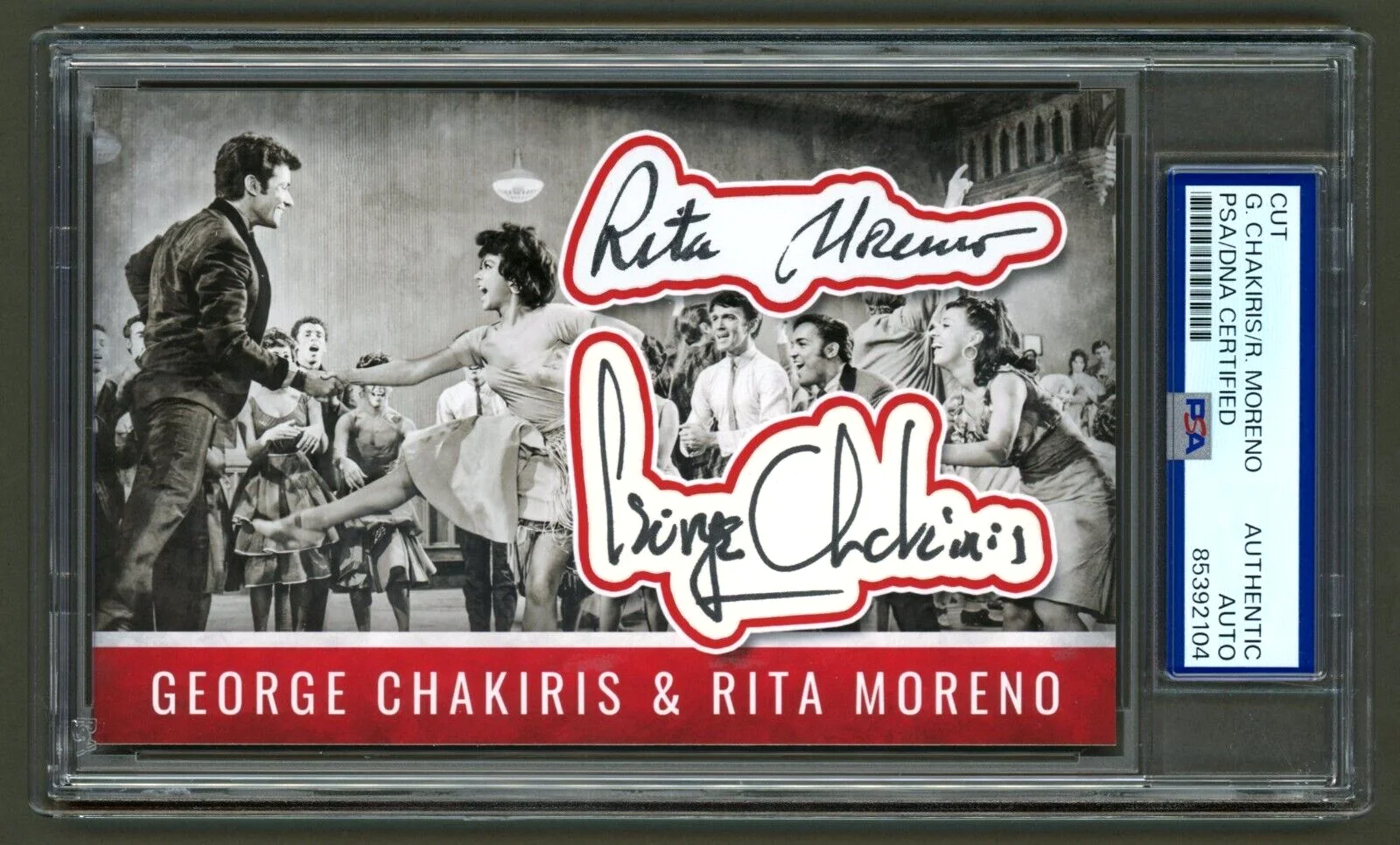 Rita Moreno — Rita Moreno & George Chakiris Signed Cut Display (PSA)West Side Story Photo Card