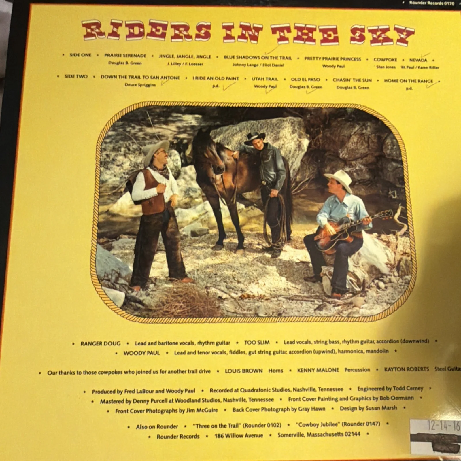 Riders In The Sky Prairie Serenade Signed Vinyl Record Autographed Music, image 3