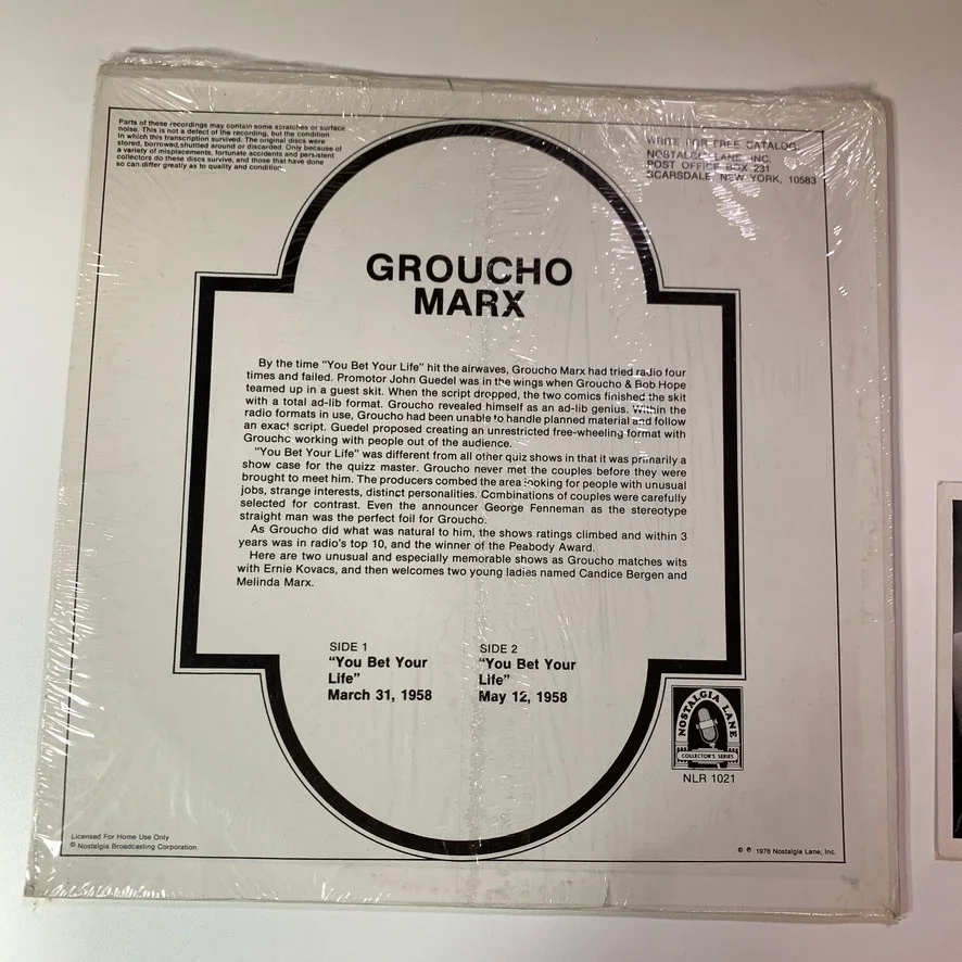 Groucho Marx — Vintage 1953 Groucho Marx Signed Postcard NBC TTM & You Bet Your Life Vinyl LP, изображение 4