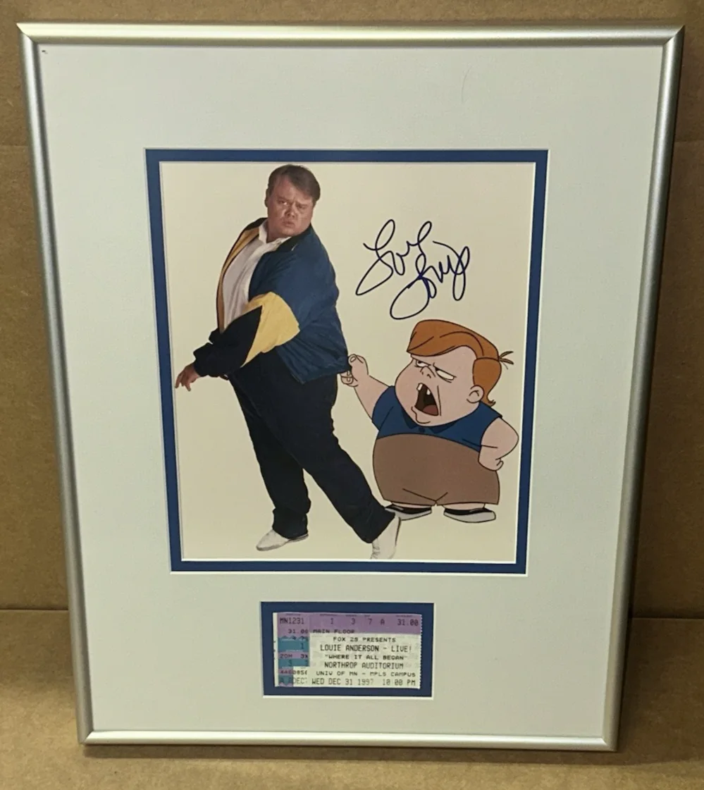 Louie Anderson — Louie Anderson Autograph Framed Photo Ticket Stub Minnesota Northrup 12/31/1997, изображение 2