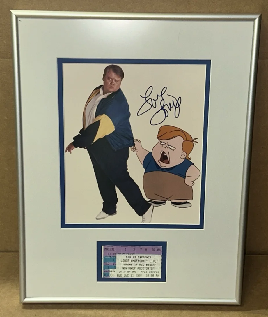Louie Anderson — Louie Anderson Autograph Framed Photo Ticket Stub Minnesota Northrup 12/31/1997, изображение 3