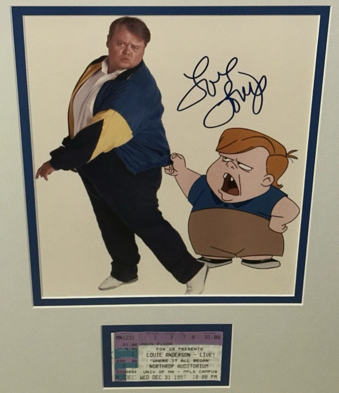 Louie Anderson — Louie Anderson Autograph Framed Photo Ticket Stub Minnesota Northrup 12/31/1997, изображение 5