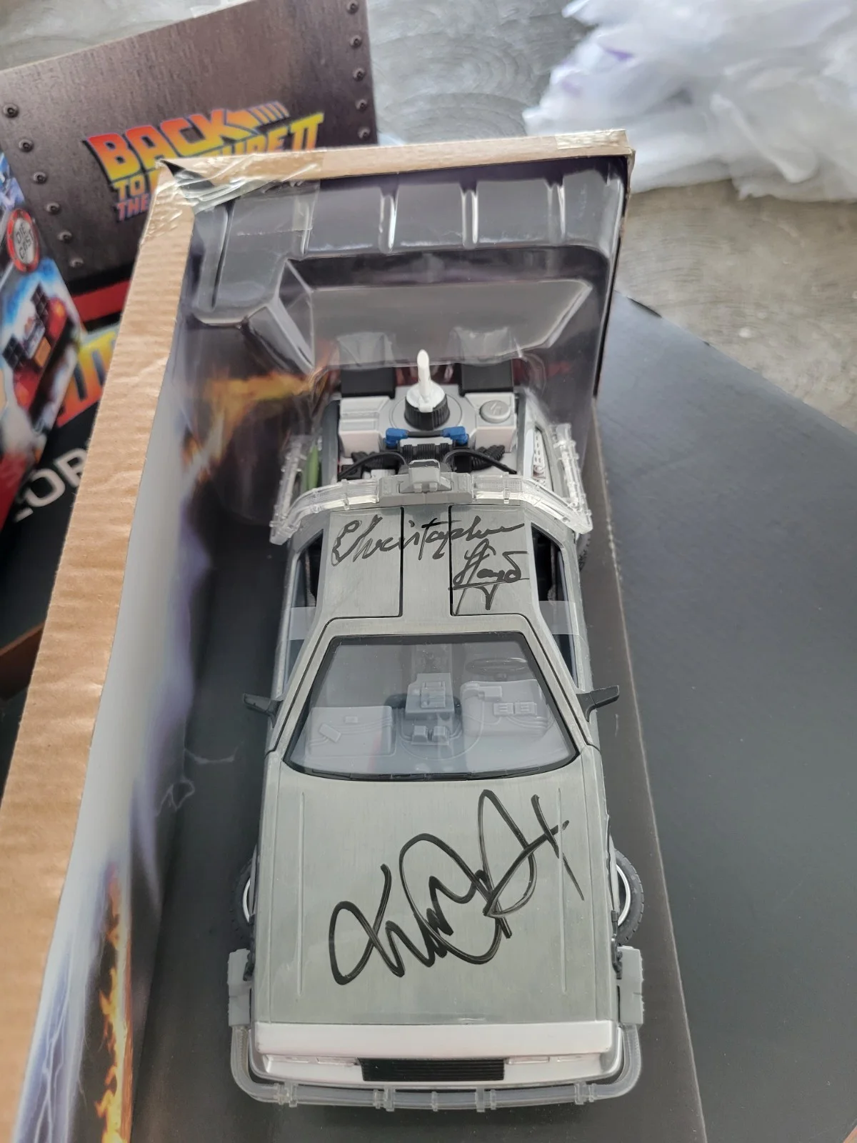 Michael J Fox Christopher Lloyd Autographed Signed Back To The Future 1:24 Scale, image 2