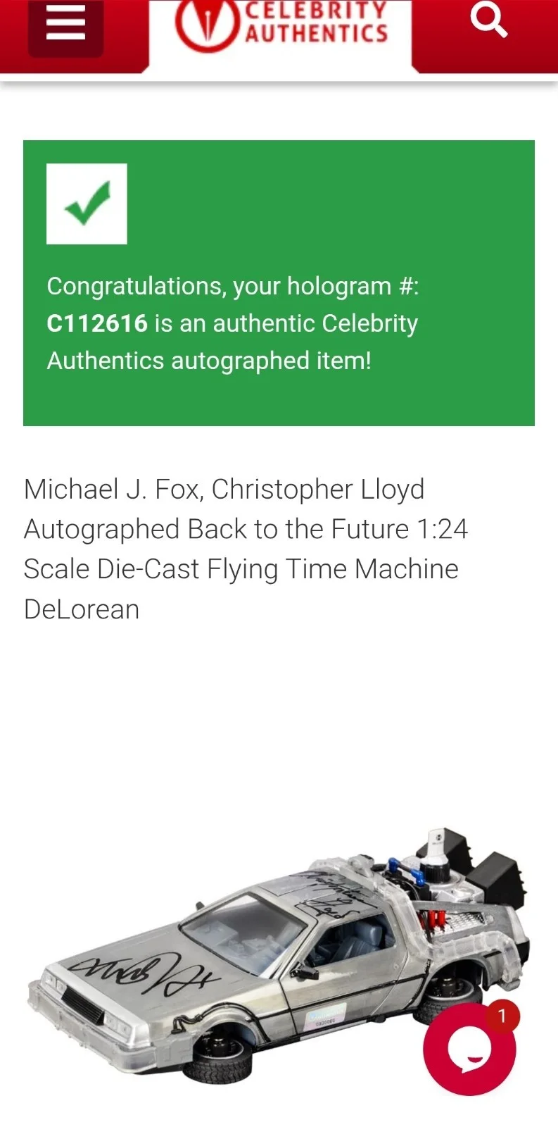Michael J Fox Christopher Lloyd Autographed Signed Back To The Future 1:24 Scale, image 4