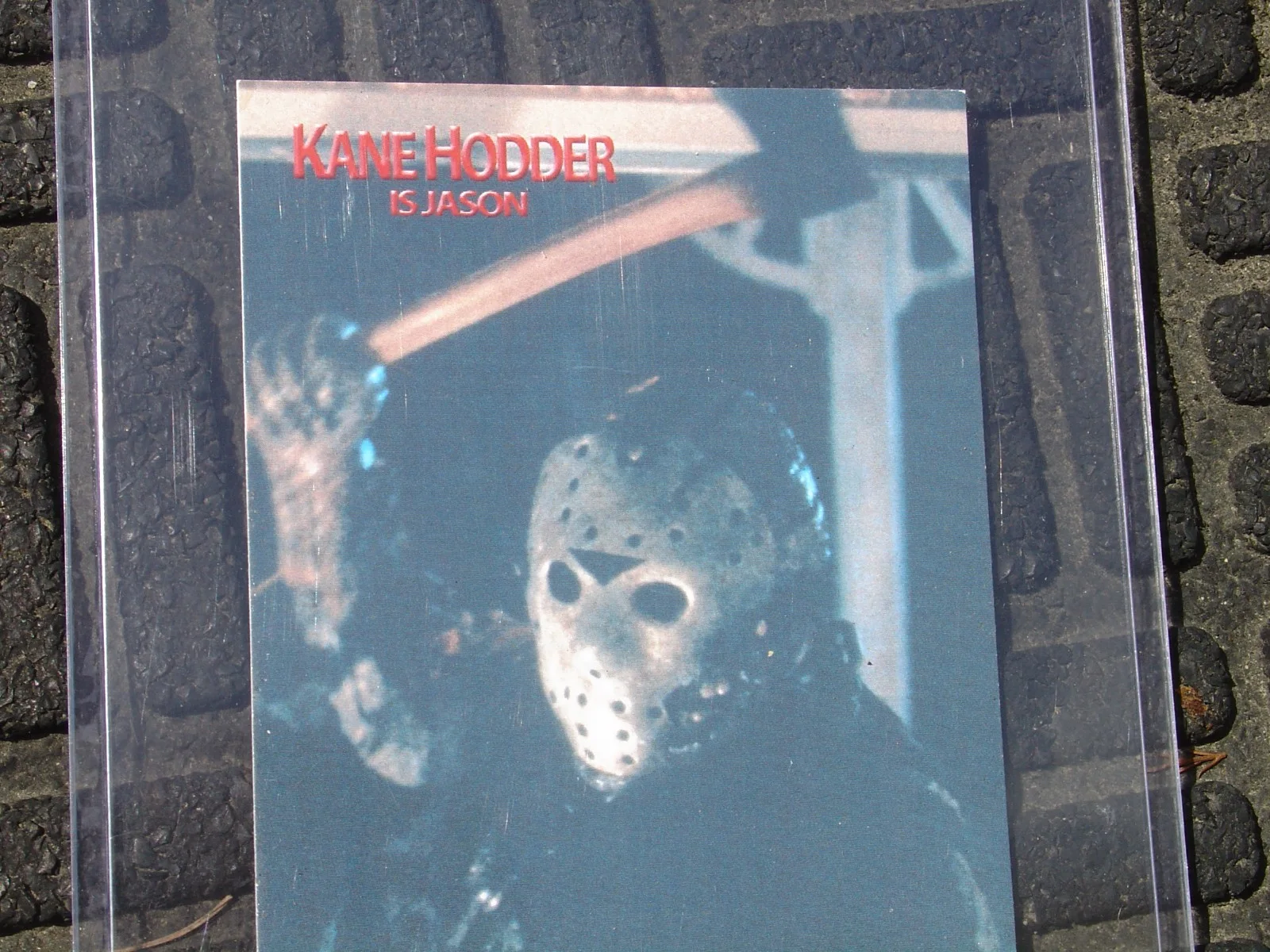 Kane Hodder Signed Friday The 13th part 7 Jason Card w/ Actual Worn Shirt Piece, image 4
