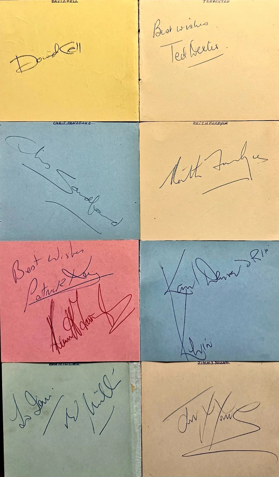 17 total Don Moss, Chris Sandford, Harry Carpenter, Ron Henry — AUTOGRAPH LOT (1 7) BRITISH FILM Cricketers Singers Chris Sandford ALBUM PAGES, изображение 5