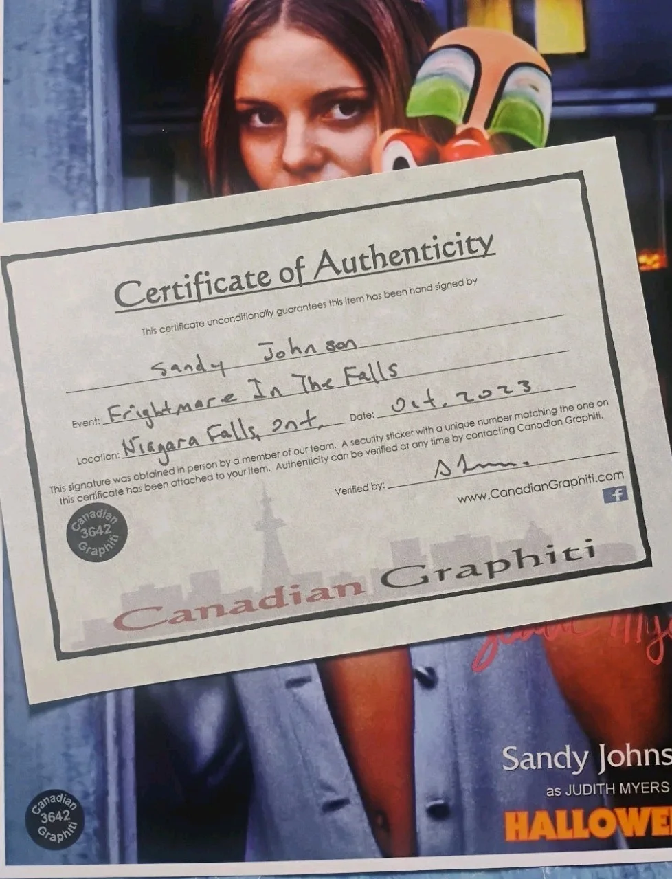 Sandy Johnson Hand Signed Autograph 8x10 Photo COA Halloween NO US TARIFFS, image 4