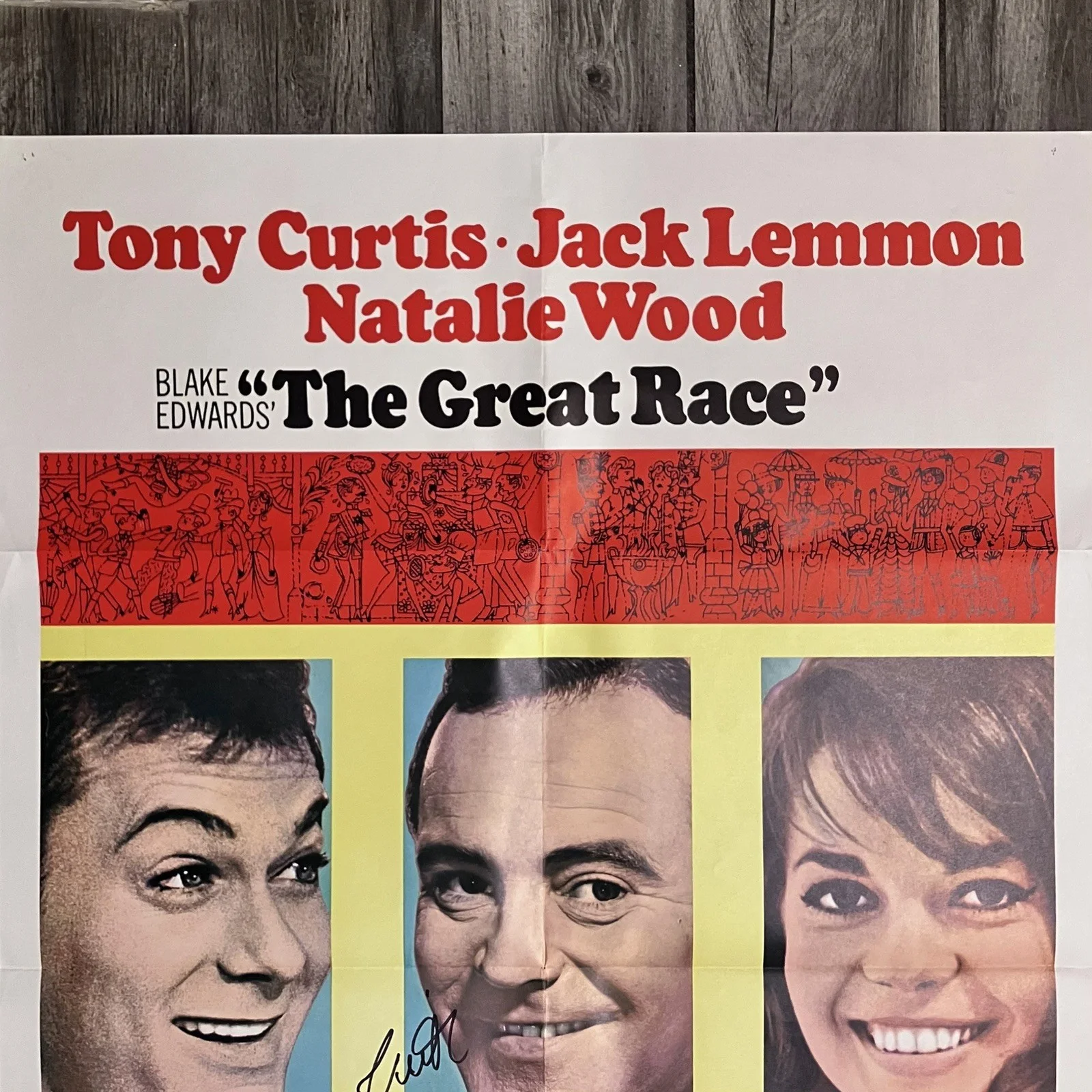 Tony Curtis — TONY CURTIS Signed 1965 “THE GREAT RACE” Poster / Original One Sheet NSS #65/231, image 3