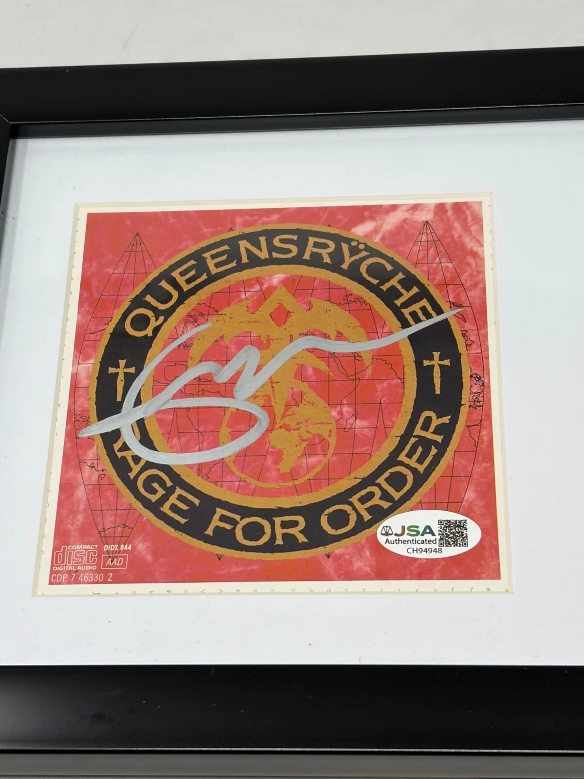 Geoff Tate signed Queensryche Rage For Order Framed CD Cover JSA COA, image 2