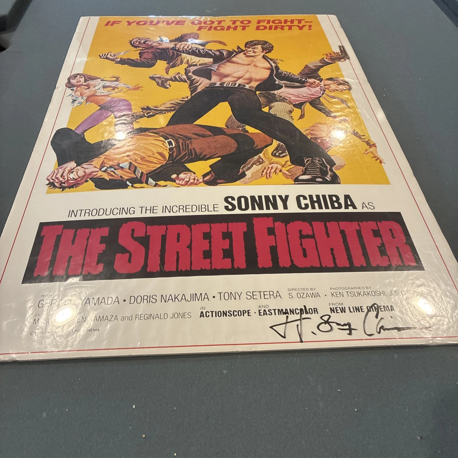 Quinten Tarantino — Sonny Chiba "THE STREET FIGHTER Signed 1975 original movie poster, изображение 5